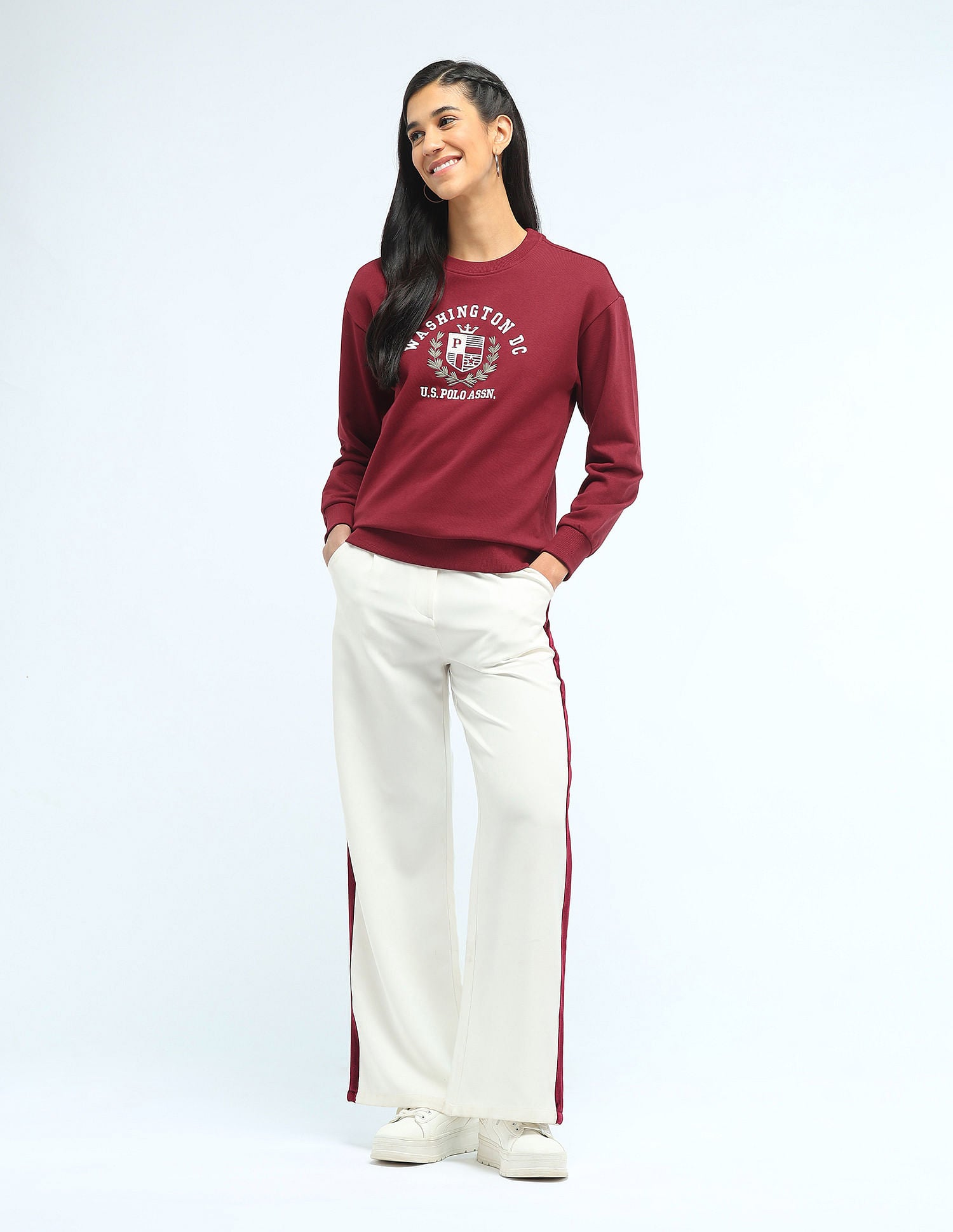 Brand Printed Regular Fit Sweatshirt Maroon - U.S. POLO ASSN. | Large