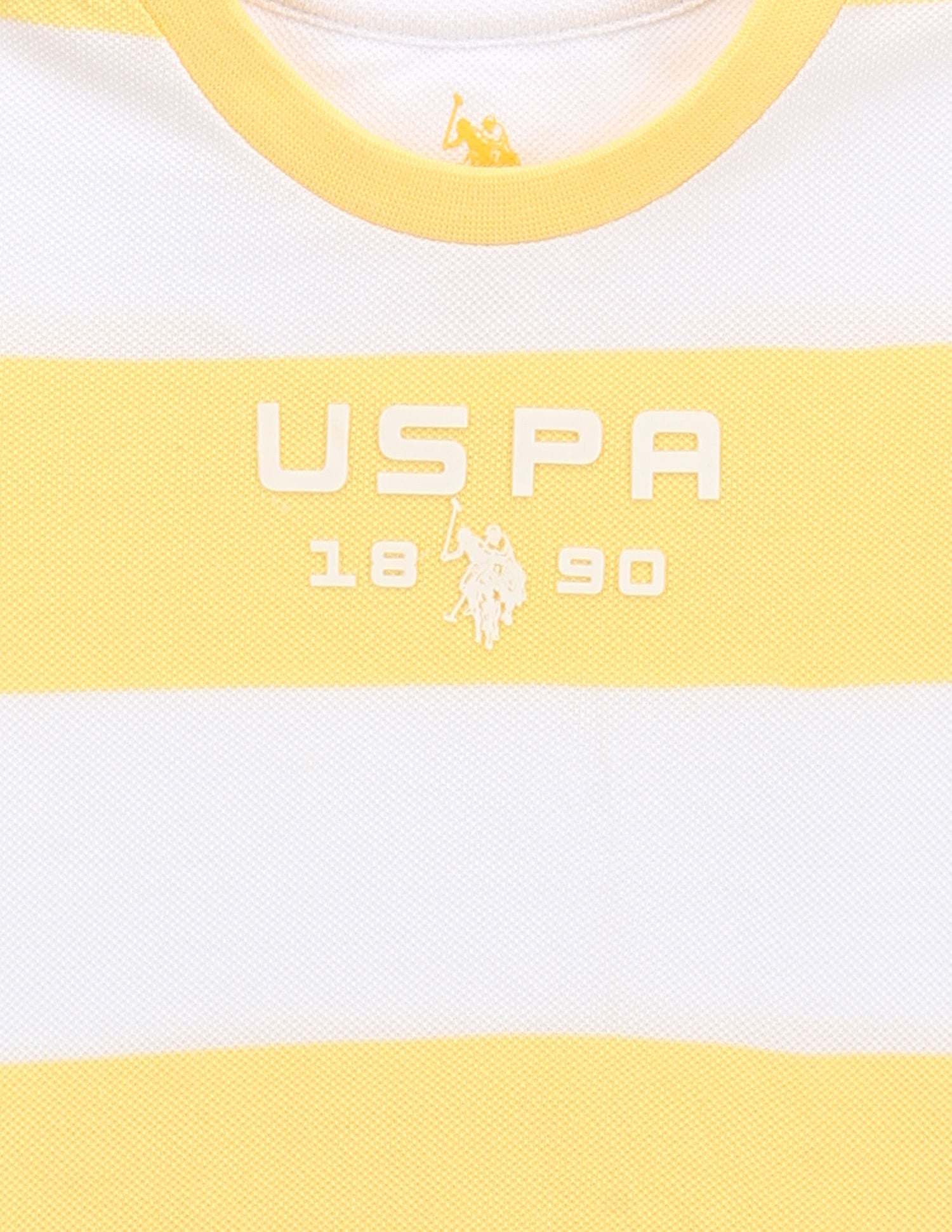 Boys Horizontal Stripe Pique T-Shirt Light Yellow - U.S. Polo Assn. India | Large