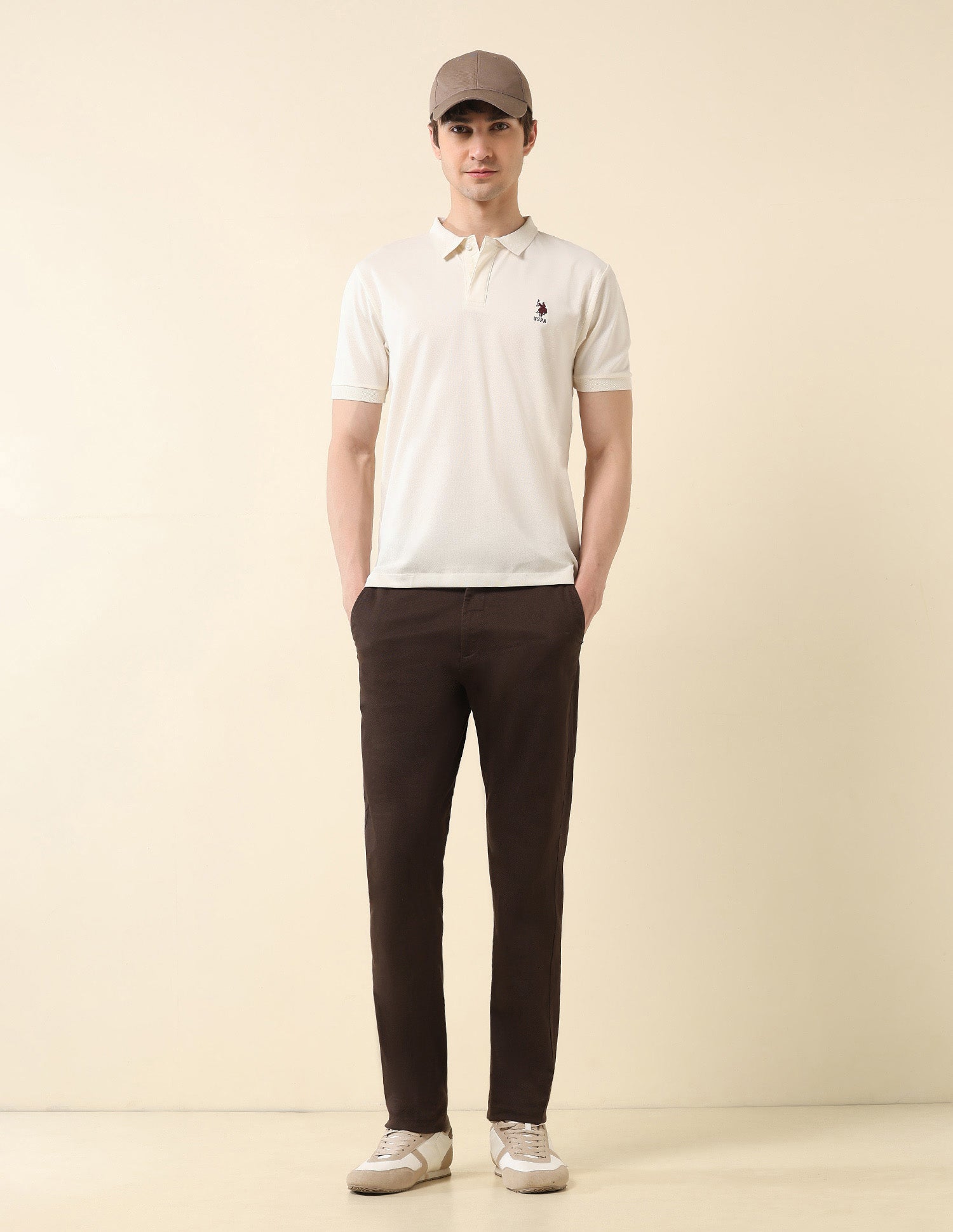Slim Fit Varsity Polo Shirt Off White - U.S. Polo Assn. India | Large