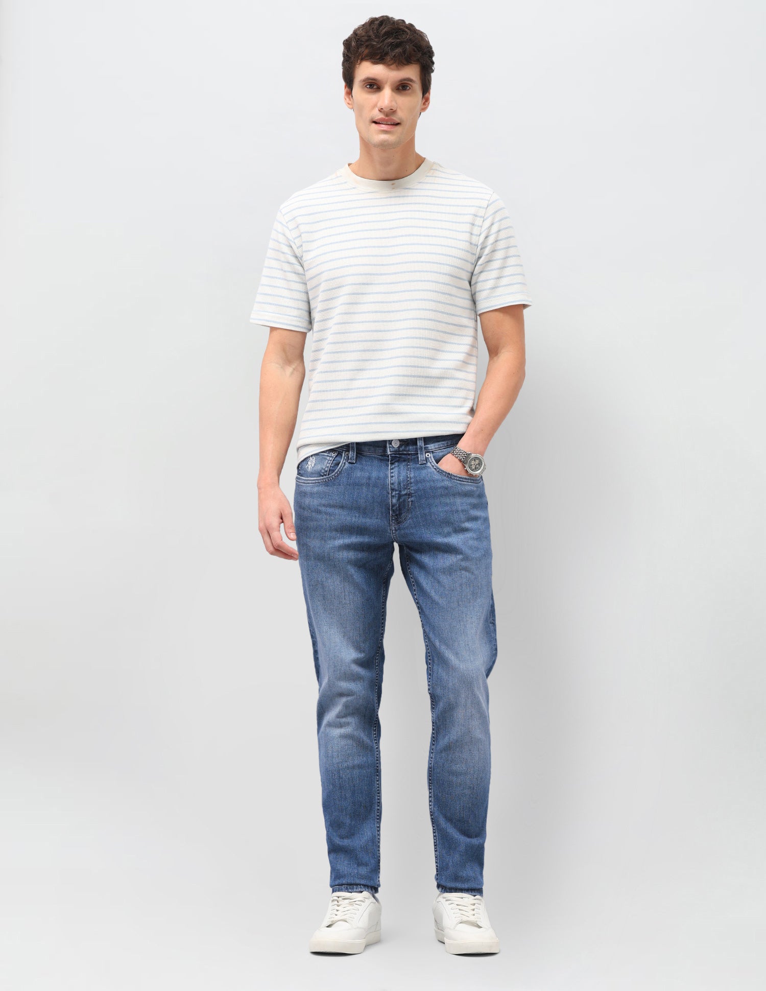 Brandon Slim-Tapered Fit Blue Jeans Mid Blue - U.S. Polo Assn. India | Large