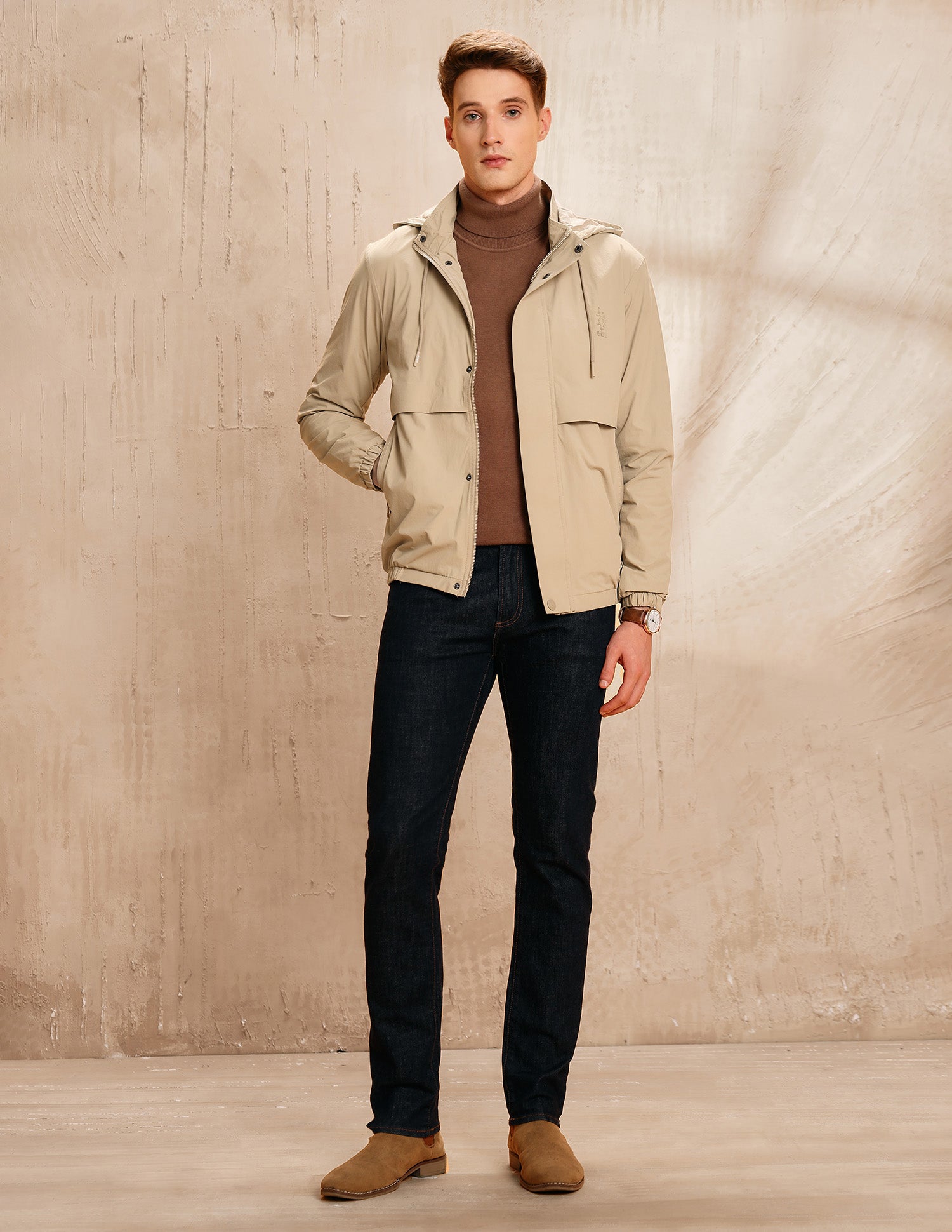 Detachable Hood Legend Of Horseshoe Jacket Beige - U.S. POLO ASSN. | Large