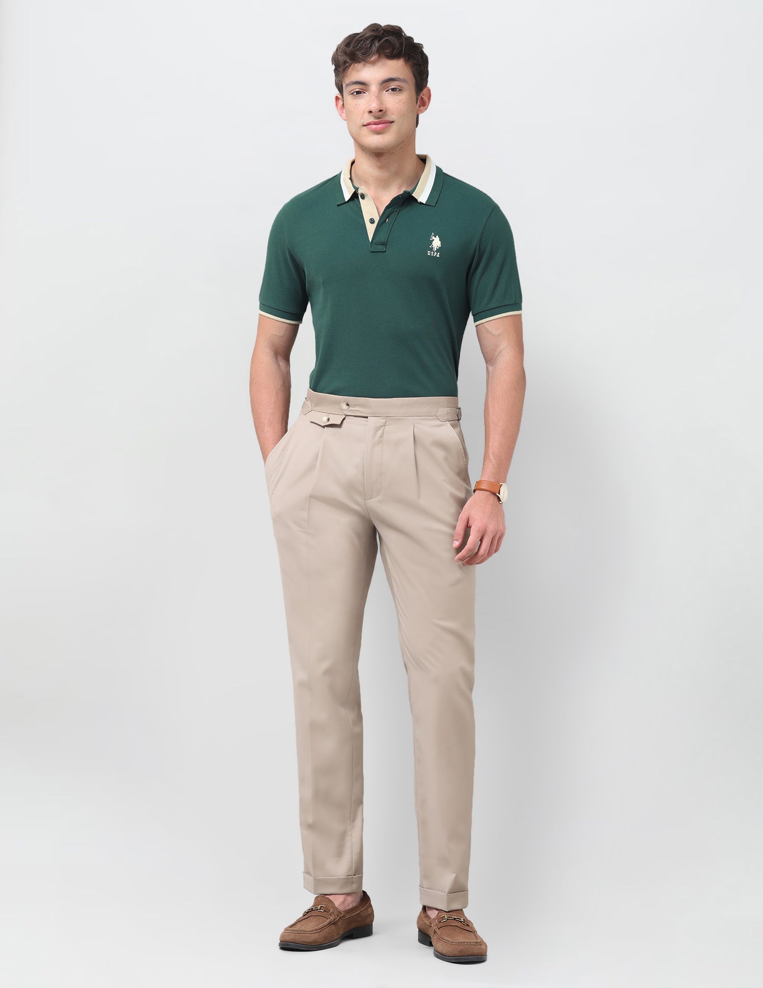 Solid Regular Fit Polo Shirt Dark Green - U.S. Polo Assn. India | Large