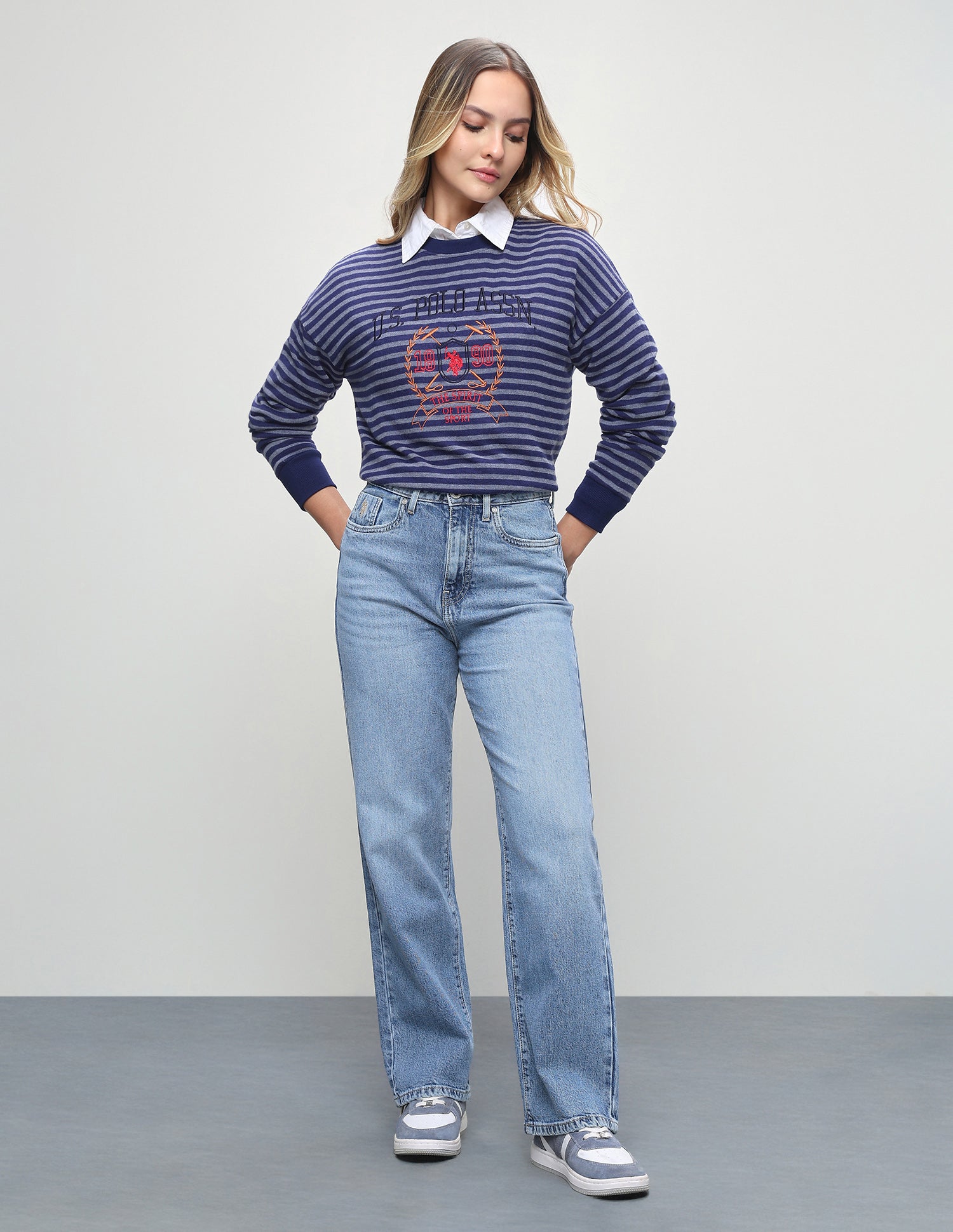 Whiskered Straight Fit Jeans Blue - U.S. Polo Assn. India | Large