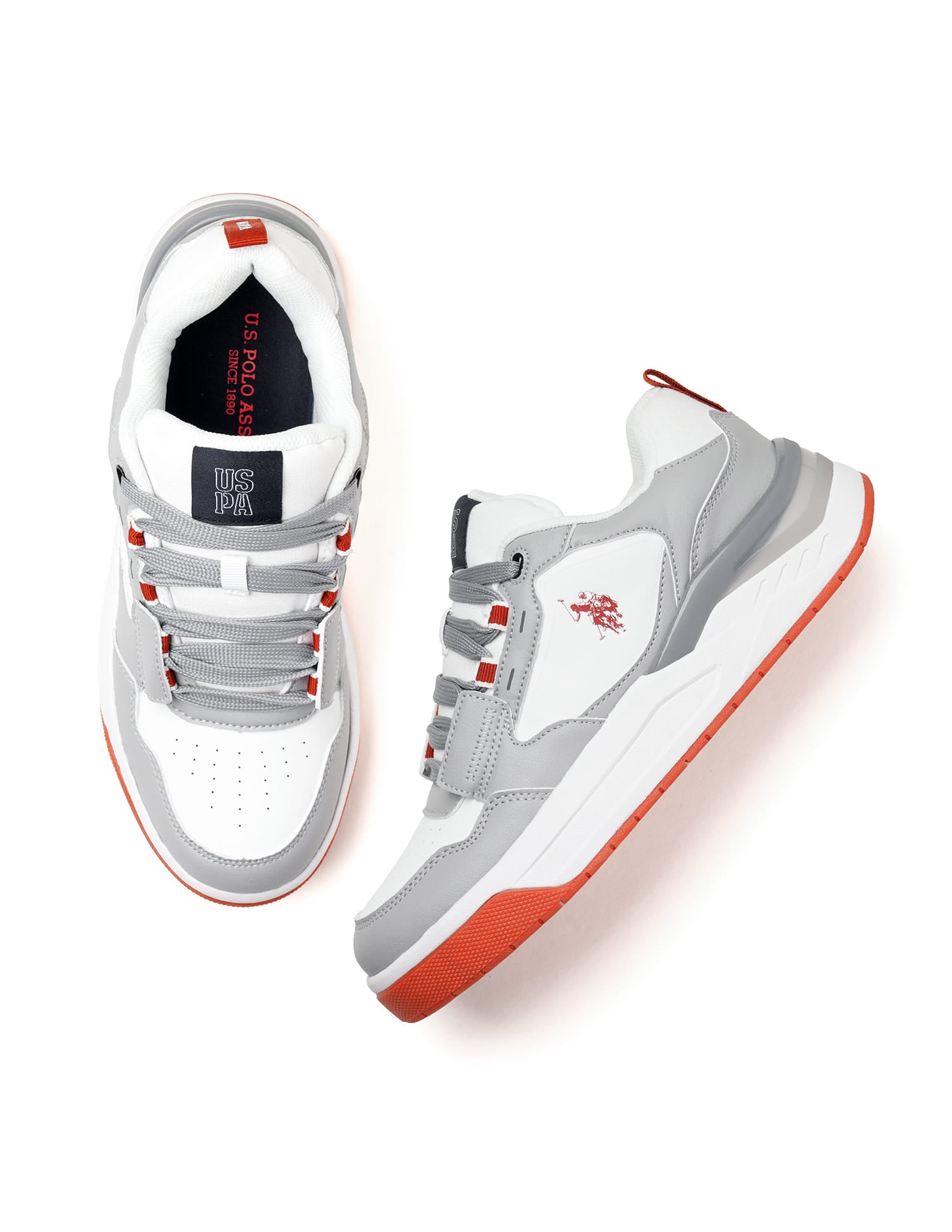 Round Toe Colourblocked Vander Sneakers Light Grey - U.S. Polo Assn. India | Large