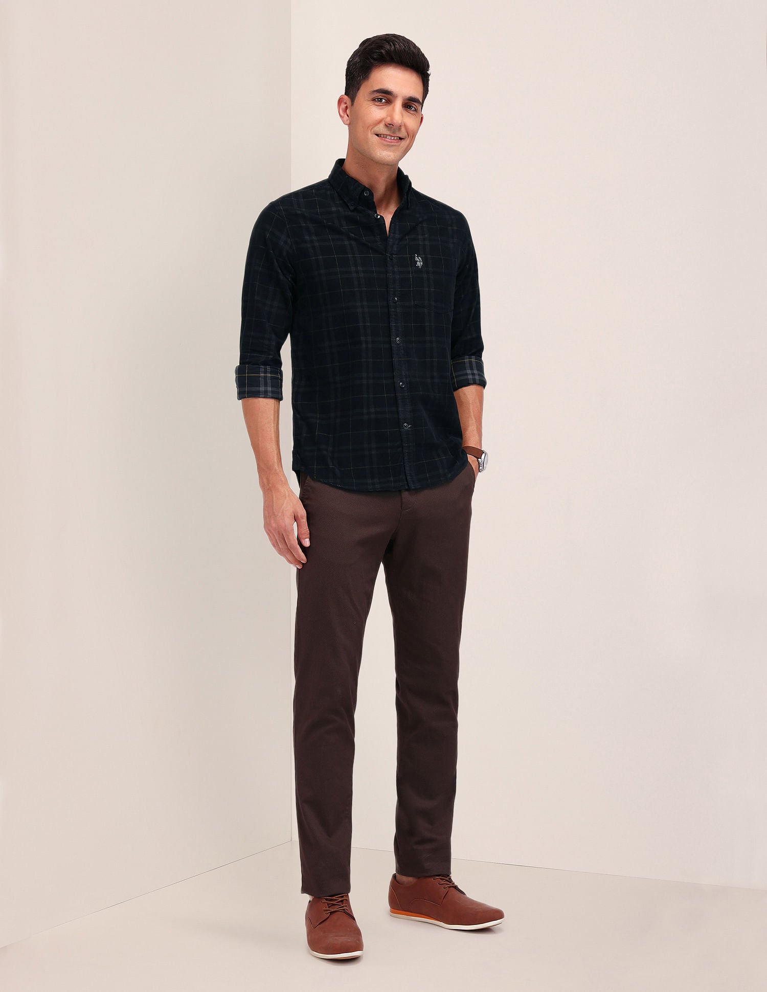 Tailored Fit Corduroy Shirt Black - U.S. POLO ASSN. | Large