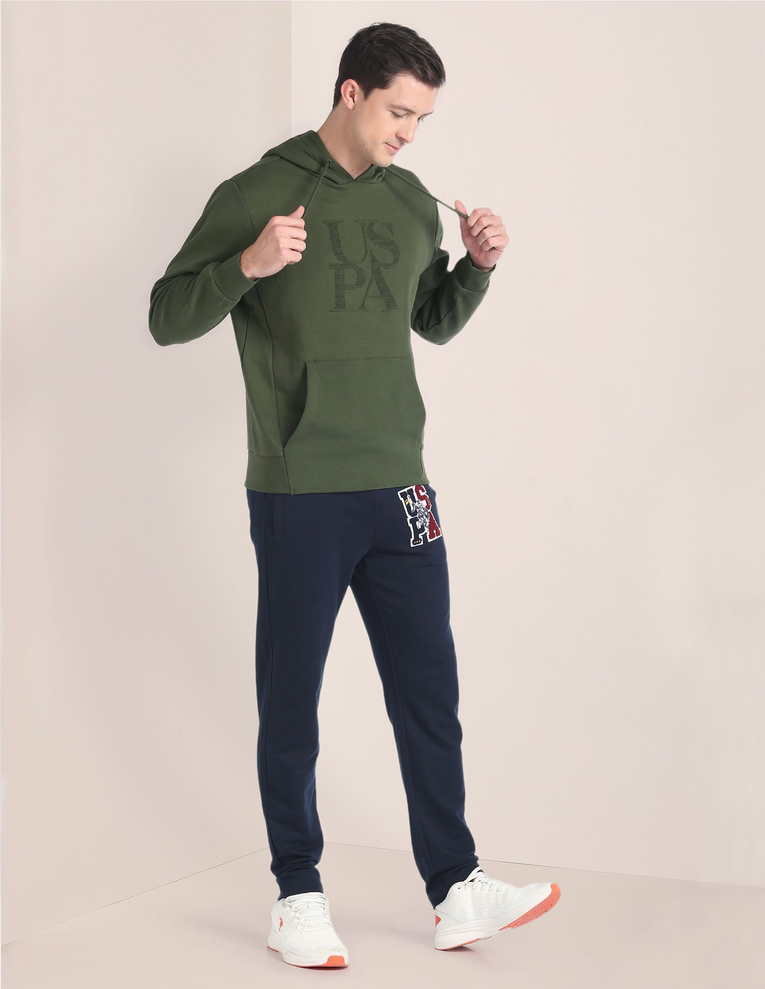 Embossed Logo Hooded Sweatshirt Olive - U.S. POLO ASSN. | Large