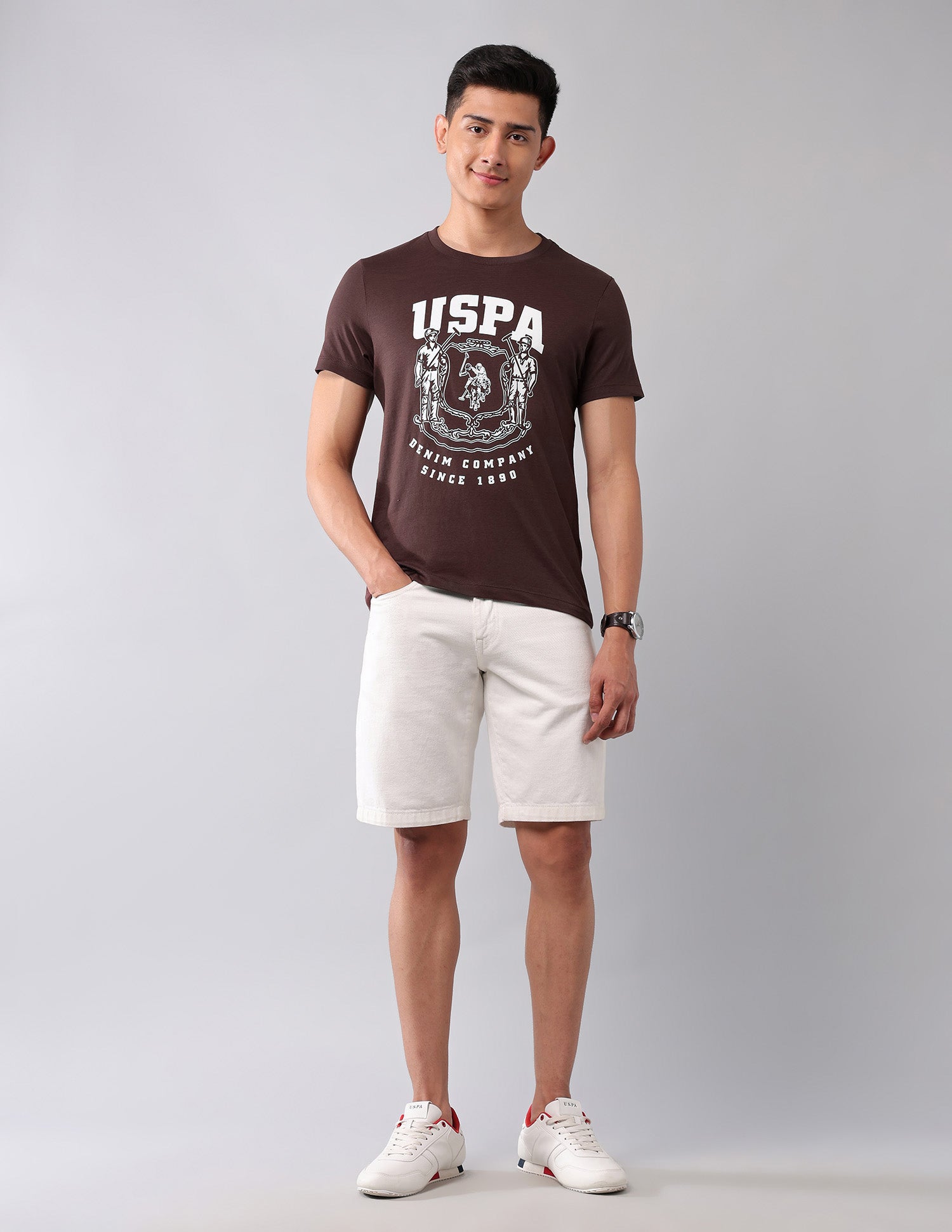 Brand Printed Muscle Fit T-Shirt Dark Brown - U.S. Polo Assn. India | Large