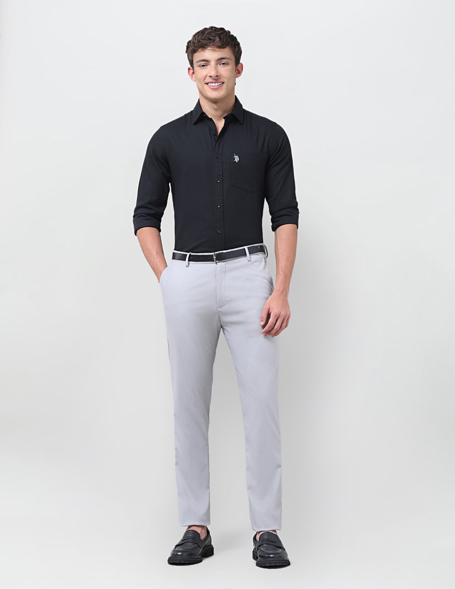 Solid Tailored Fit Shirt Black - U.S. Polo Assn. India | Large