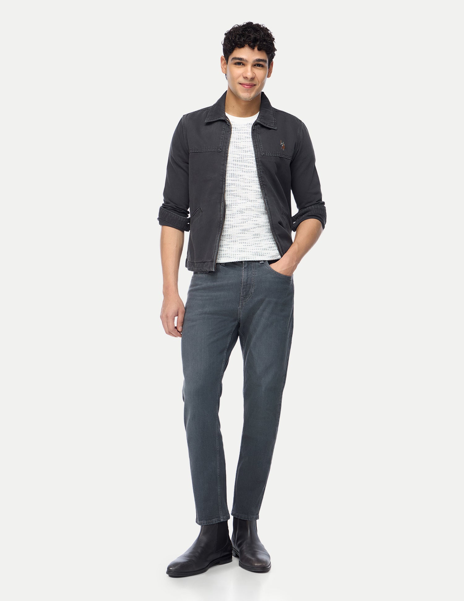 Cole Comfort Cropped Fit Grey Jeans Washed Grey - U.S. Polo Assn. India | Large