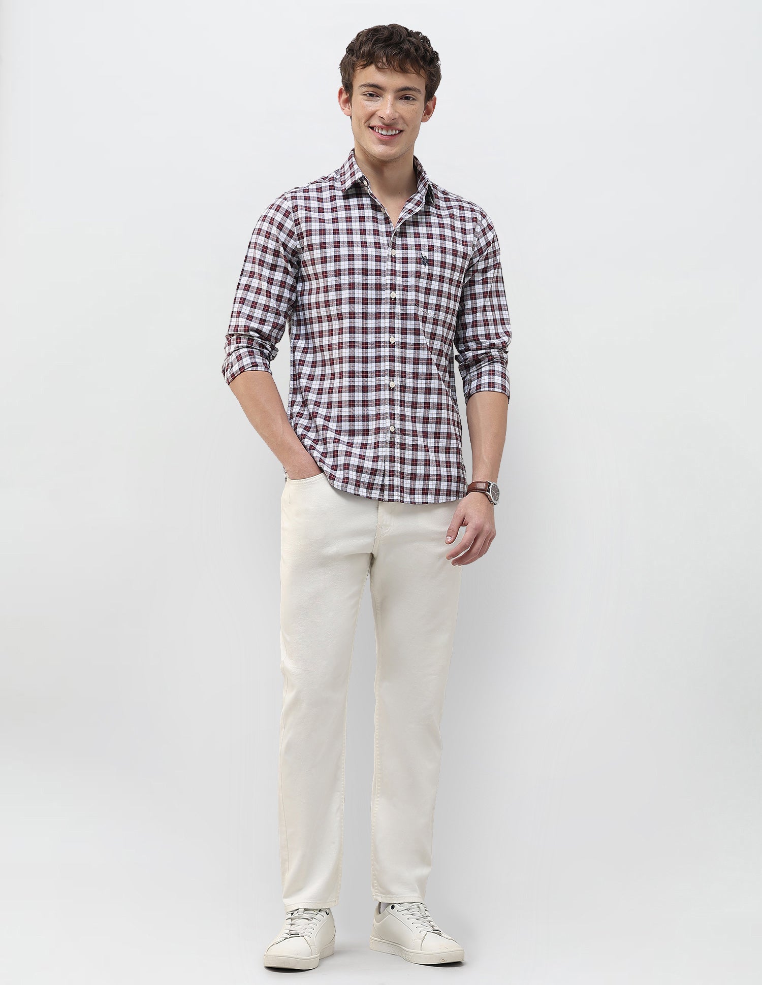 Plaid Checked Regular Fit Shirt Rust - U.S. Polo Assn. India | Large