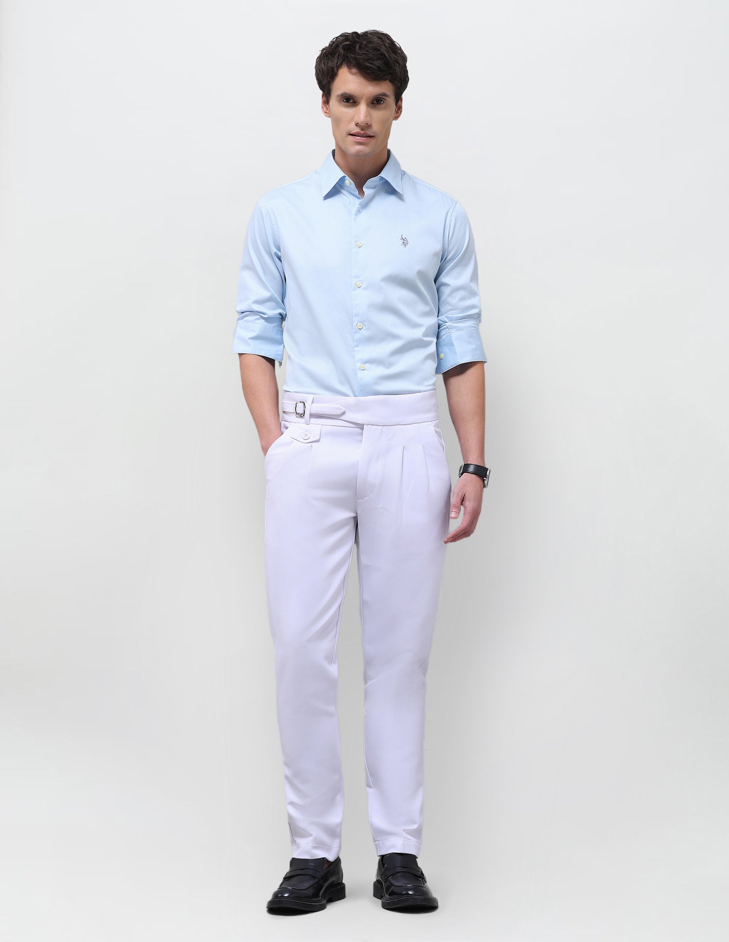 Satin Solid Shirt Light Blue - U.S. Polo Assn. India | Large