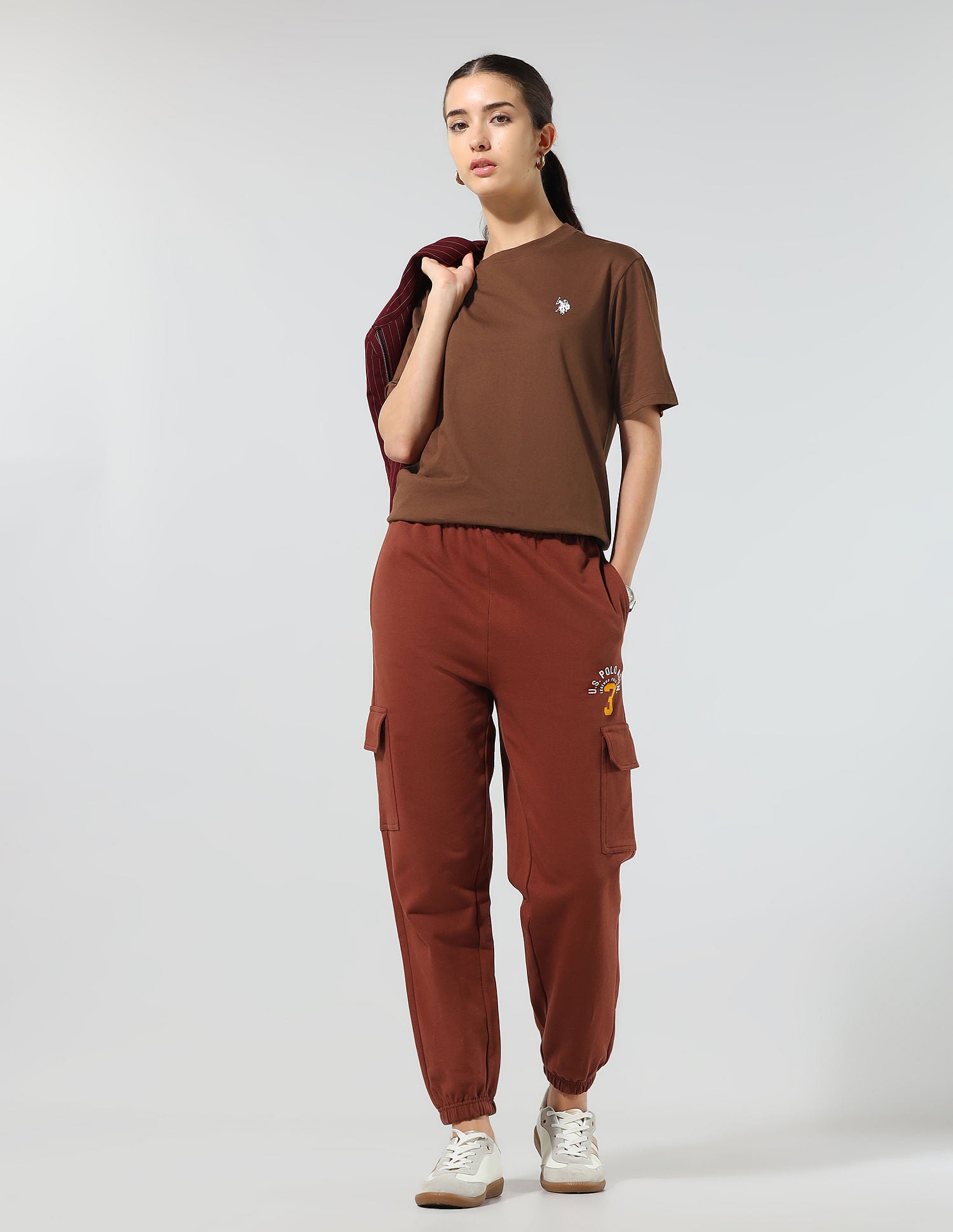 Boxy Fit Solid Lounge T-Shirt Brown - U.S. POLO ASSN. | Large