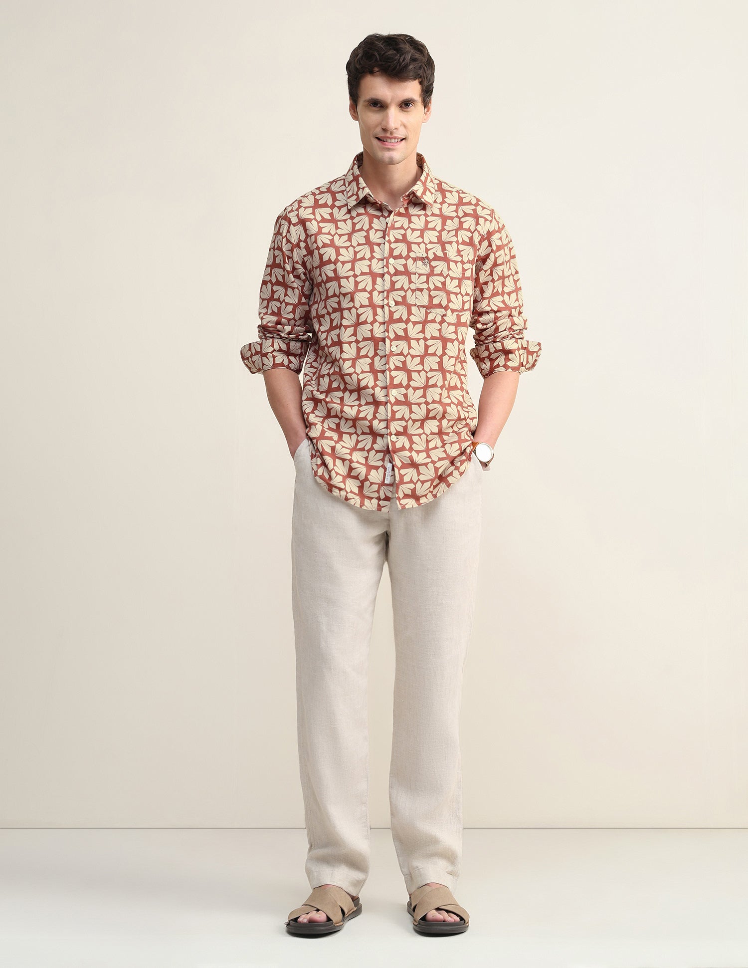 Tropical Printed Regular Fit Shirt Rust - U.S. Polo Assn. India | Large