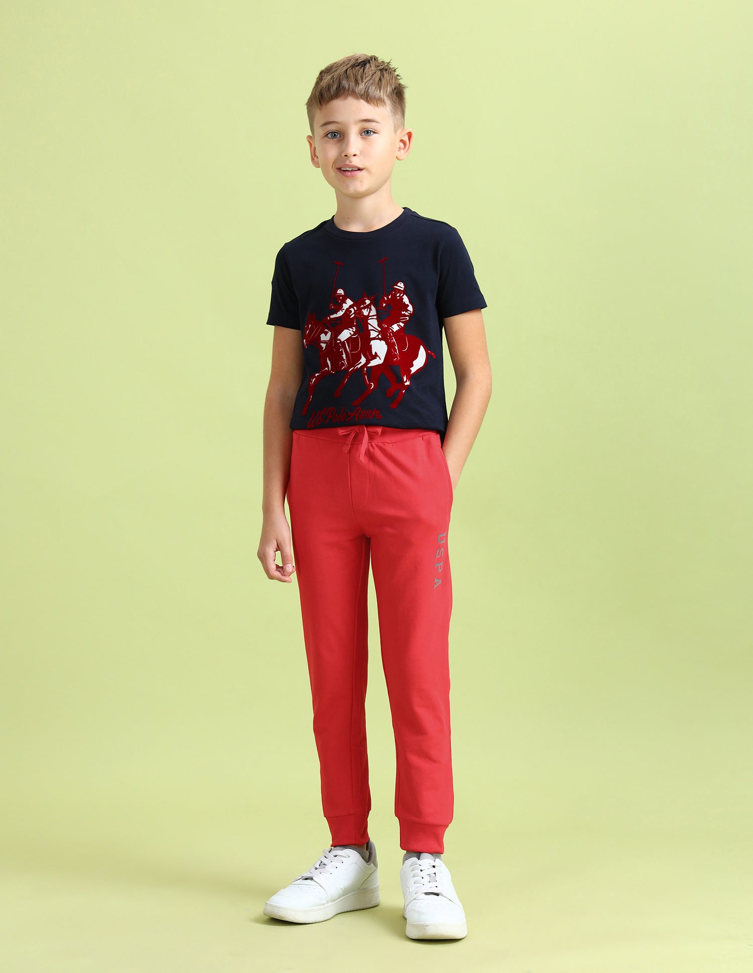 Boys Solid Regular Fit Joggers Red - U.S. POLO ASSN. | Large