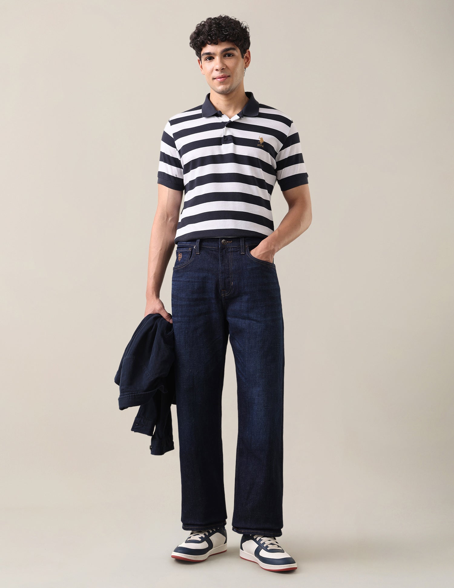Logan Loose Straight Fit Blue Jeans Dark Indigo - U.S. Polo Assn. India | Large