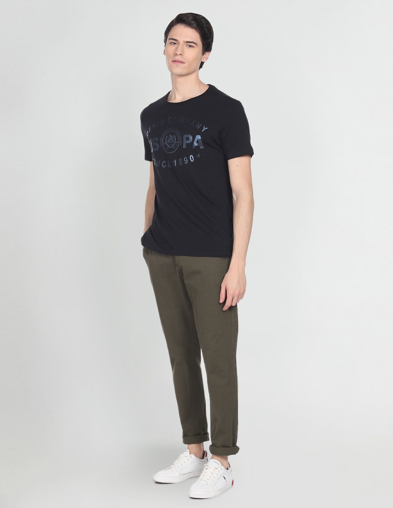 Iconic Brand Print T-Shirt Black - U.S. Polo Assn. India | Large