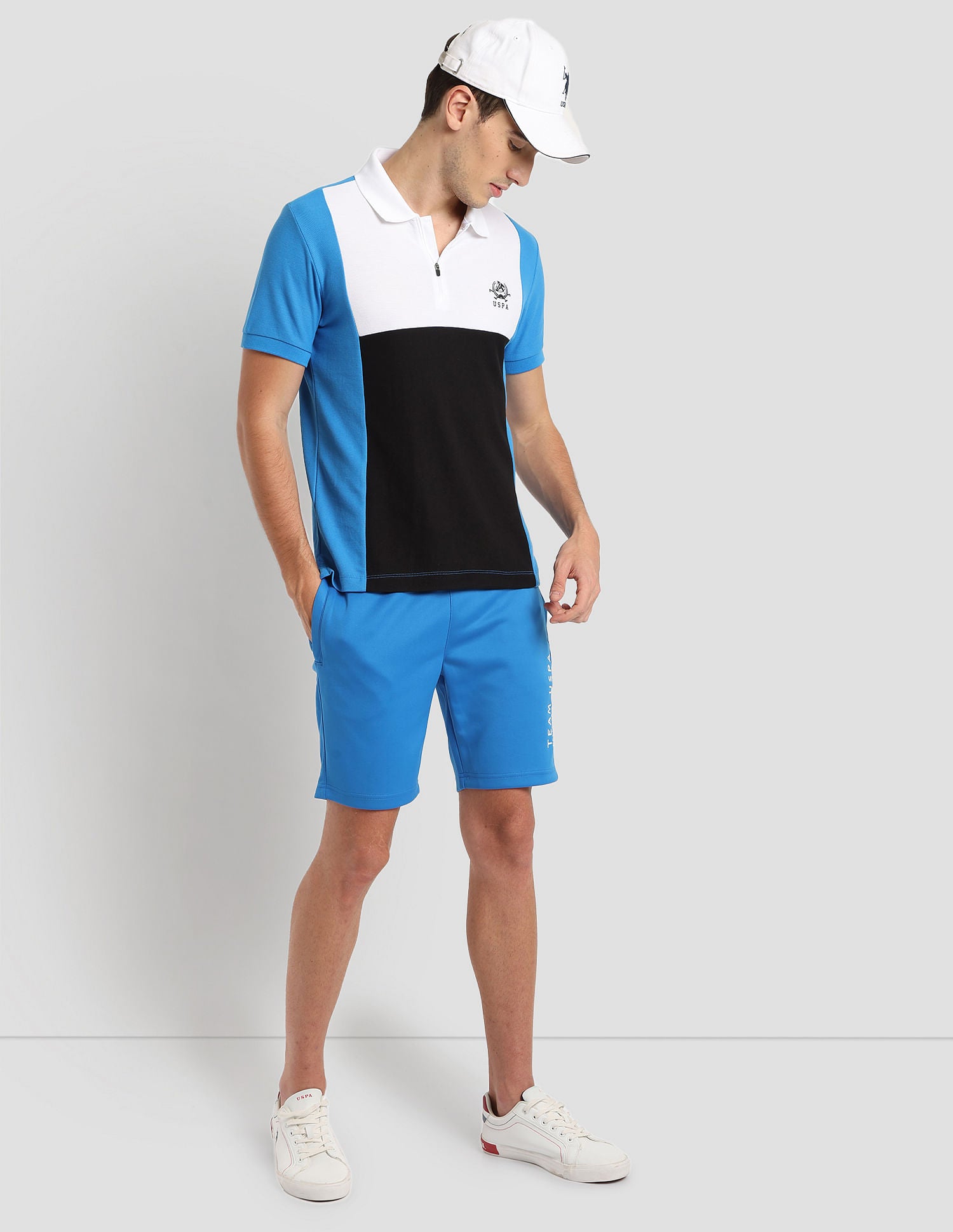 Panelled Sport Polo Shirt Blue - U.S. Polo Assn. India | Large