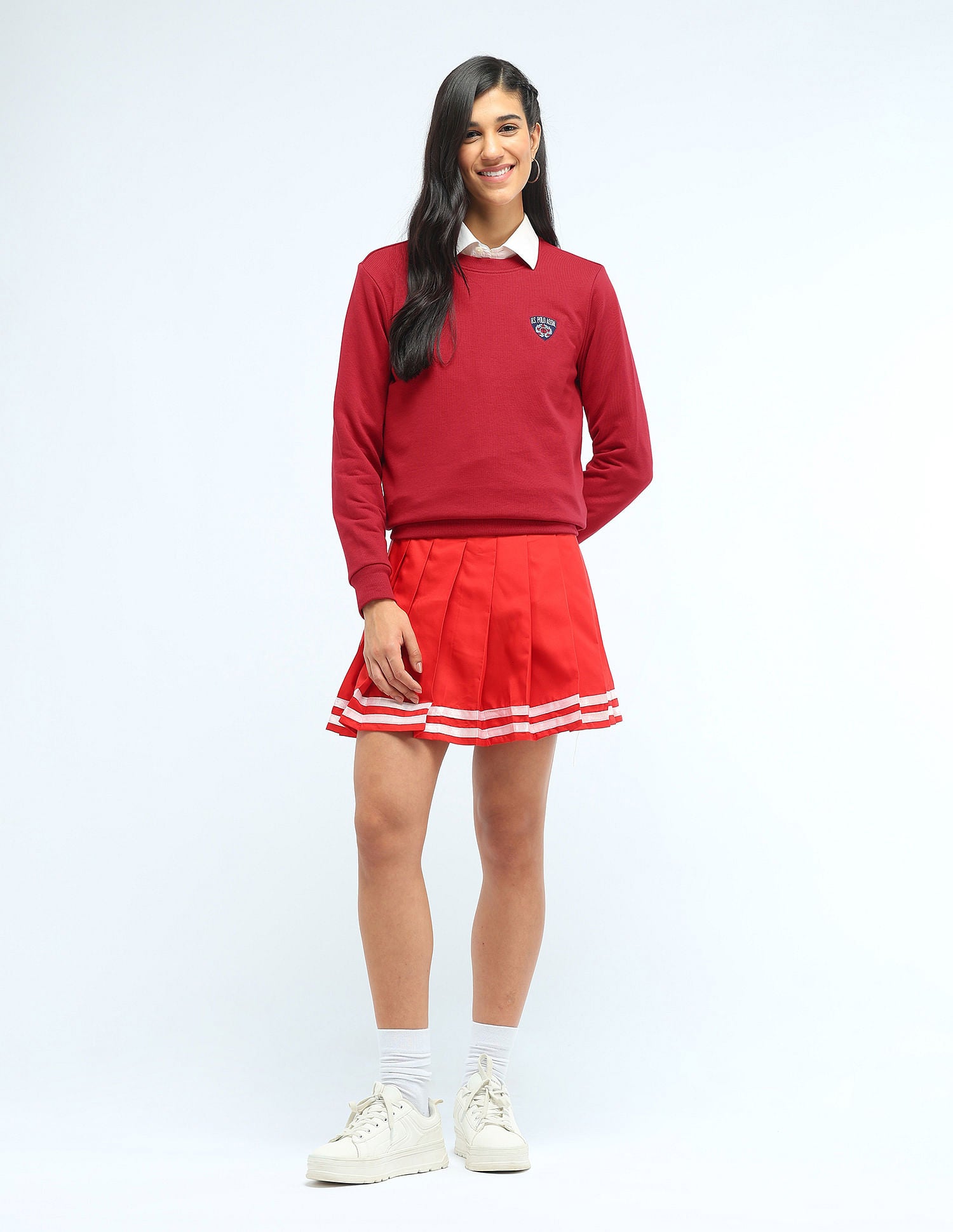 Solid Regular Fit Sweatshirt Red - U.S. Polo Assn. India | Large
