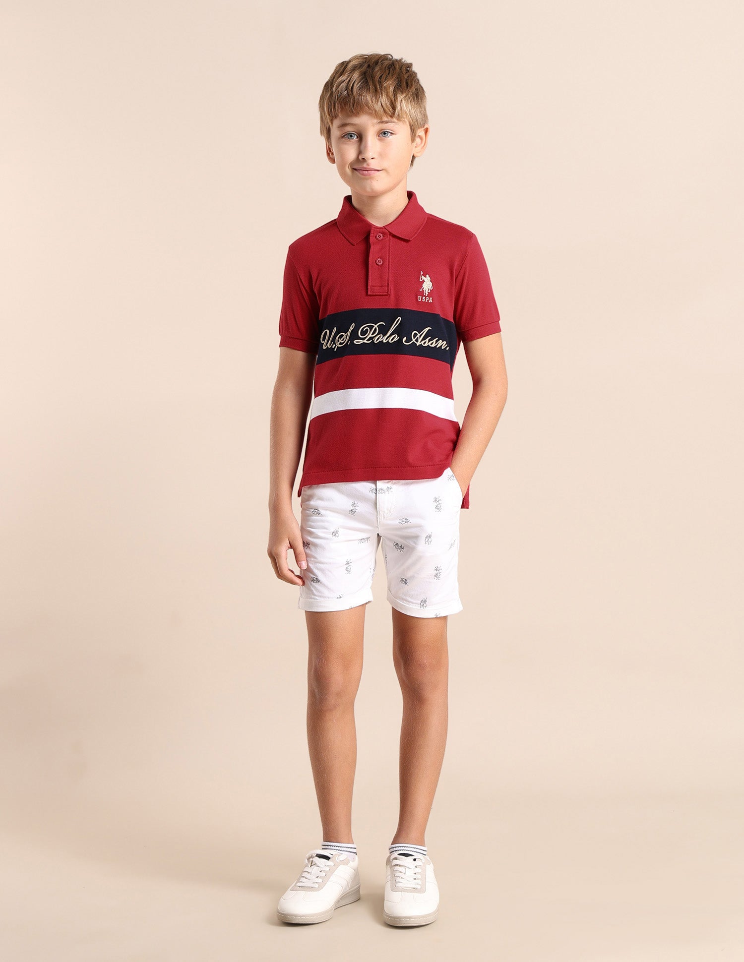 Boys Colourblock Regular Fit Polo Shirt Medium Red - U.S. POLO ASSN. | Large