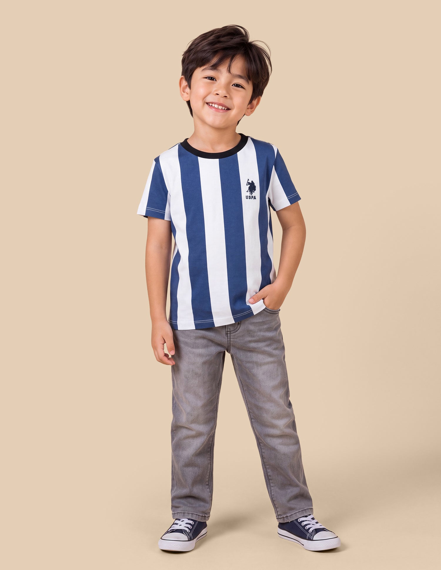 Vertical Striped Regular Fit T-Shirt Blue - U.S. Polo Assn. India | Large