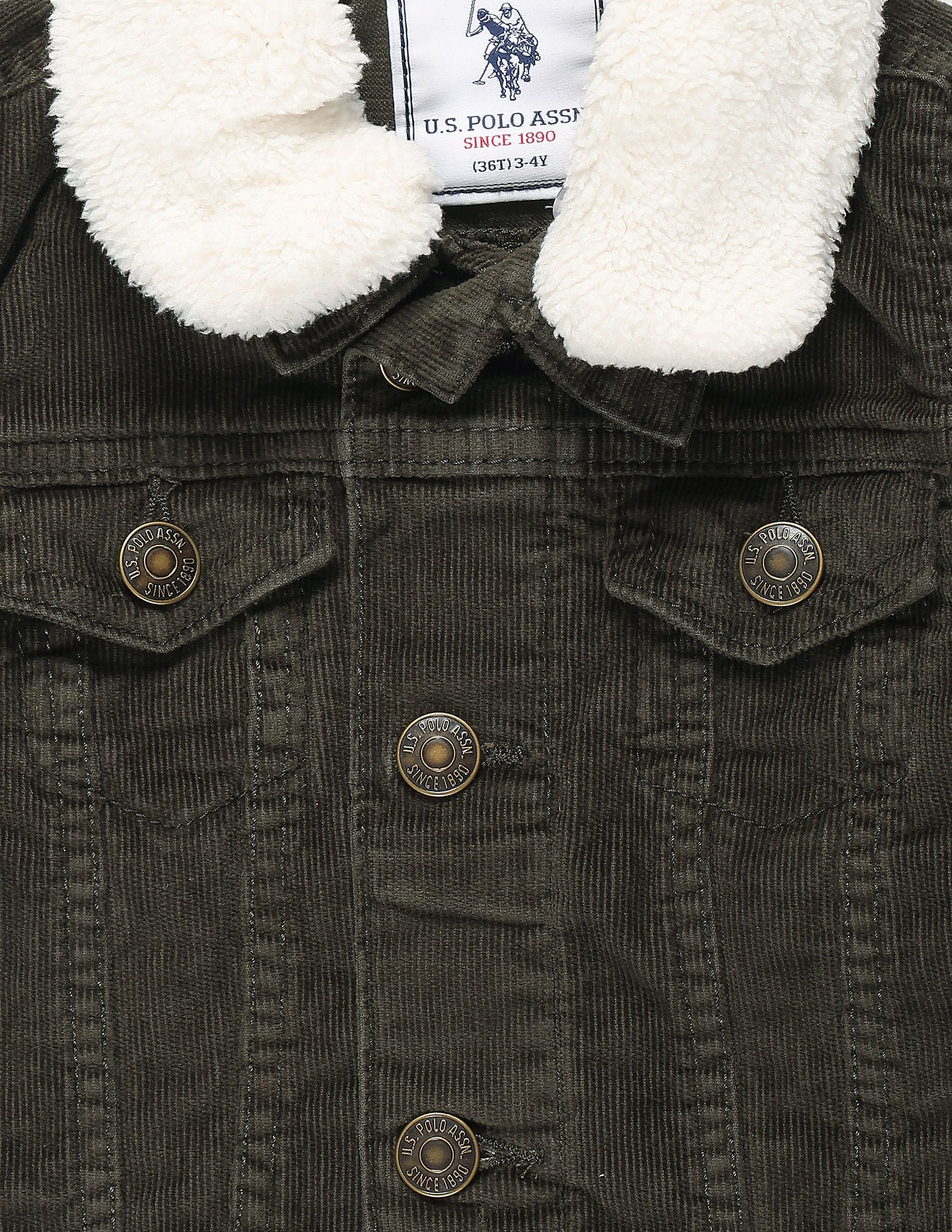 Boys Detachable Sherpa Collar Trucker Jacket Olive - U.S. POLO ASSN. | Large