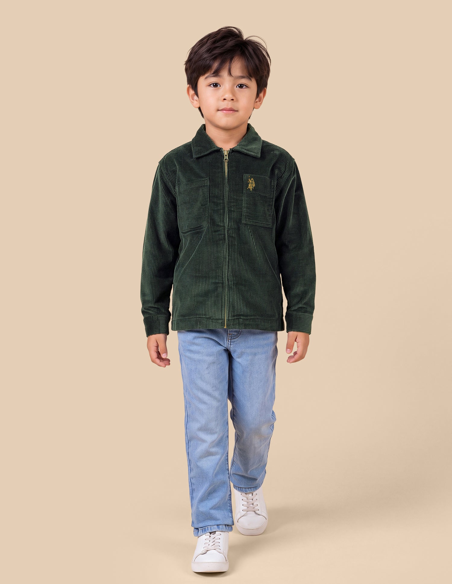 Corduroy Boxy Fit Shacket Olive - U.S. Polo Assn. India | Large
