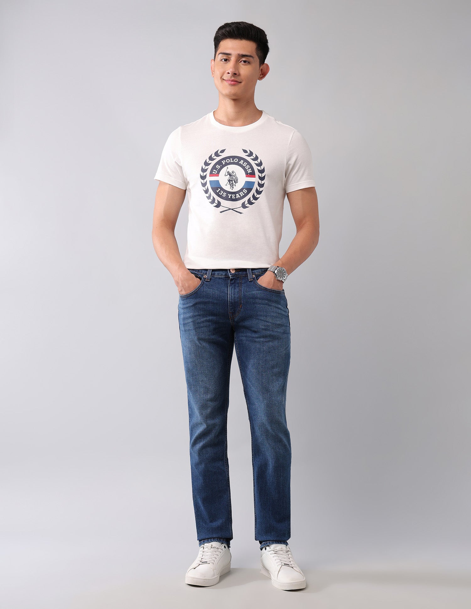 Brandon Slim Tapered Fit Blue Jeans Blue - U.S. Polo Assn. India | Large