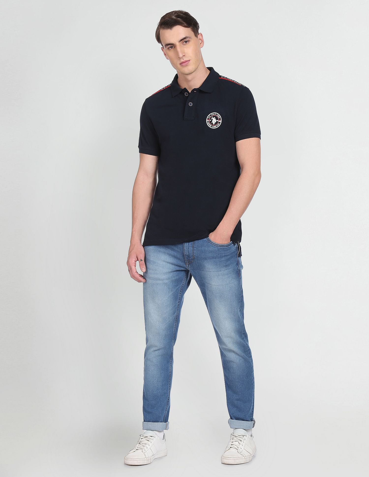 Pique Solid Cotton Polo Shirt Navy - U.S. Polo Assn. India | Large