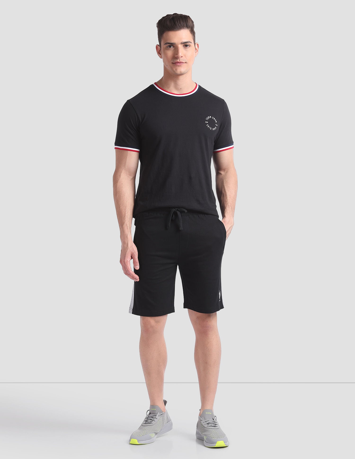 Panelled Cotton OES01 Lounge Shorts - Pack Of 1 Black - U.S. POLO ASSN. | Large