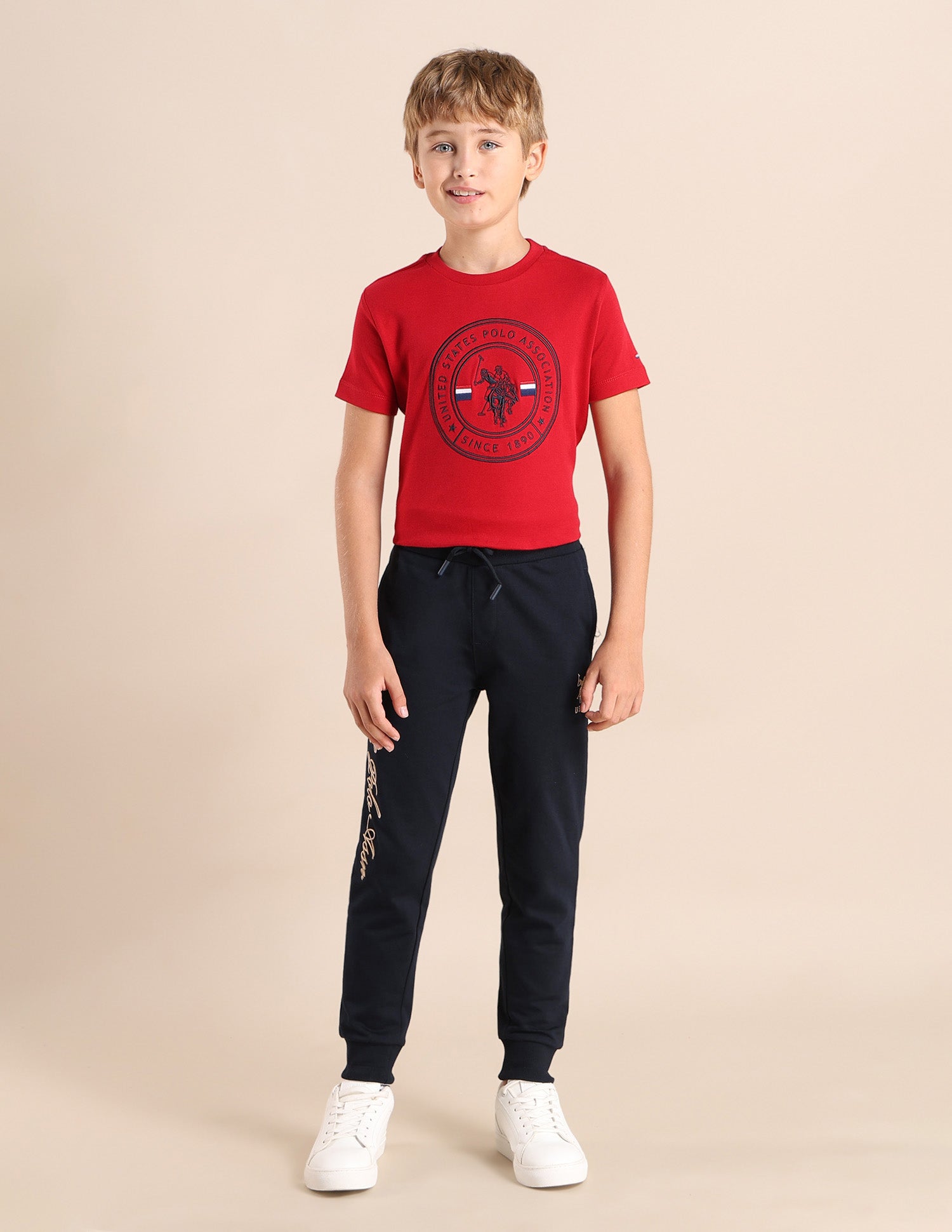 Boys Brand Embroidered Track Pants Navy - U.S. POLO ASSN. | Large