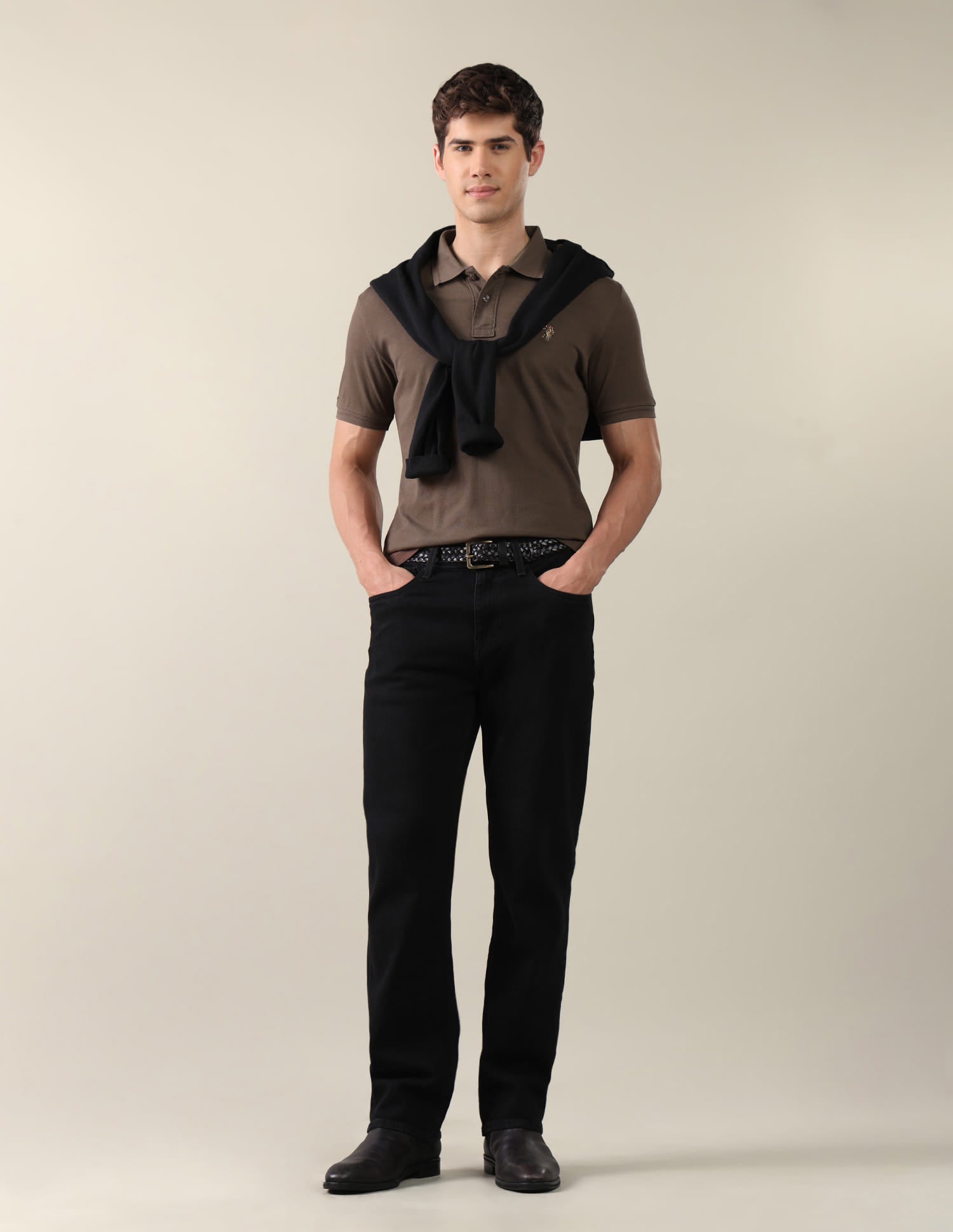 Solid Slim Fit Polo Shirt Brown - U.S. Polo Assn. India | Large