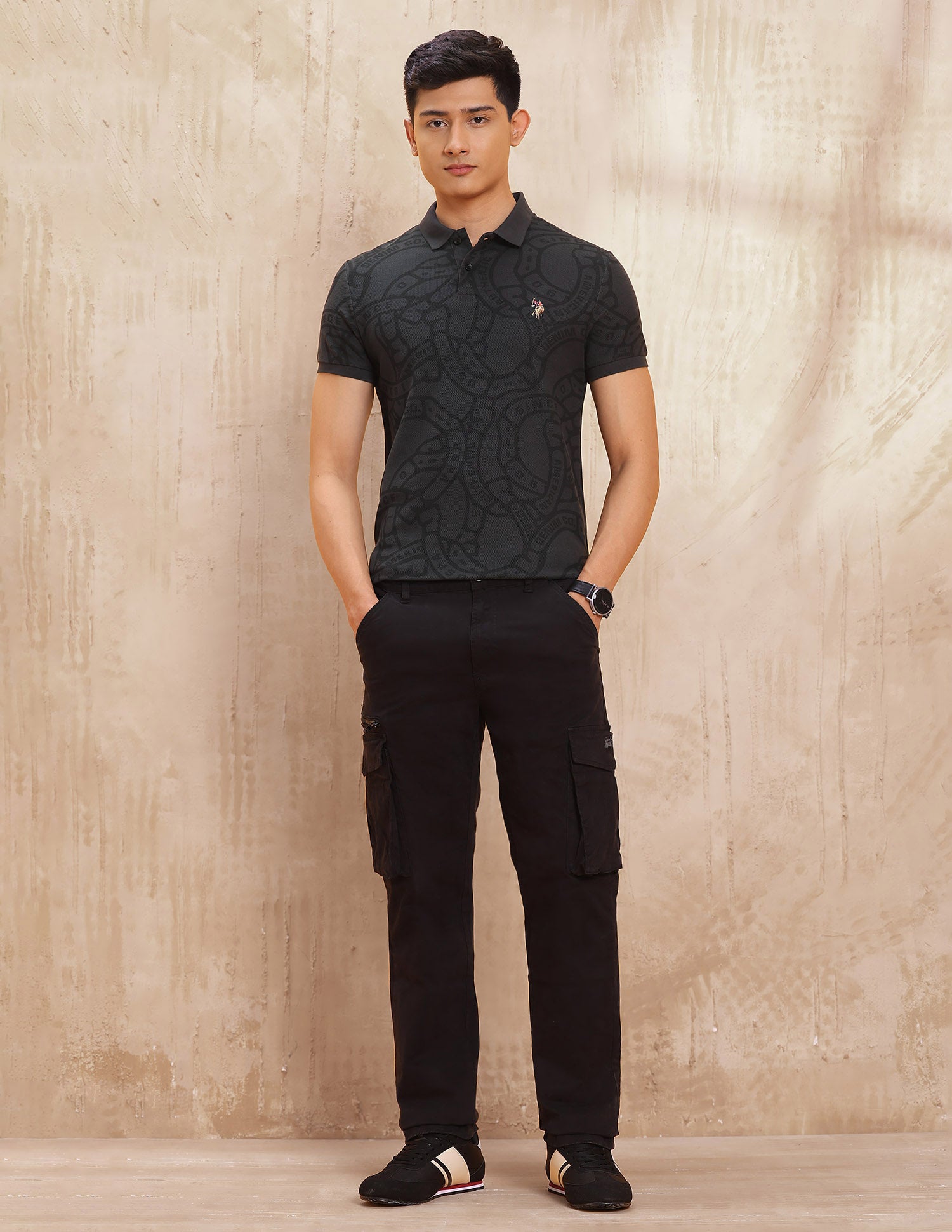 All Over Printed Regular Fit Polo Shirt Dark Grey - U.S. POLO ASSN. | Large