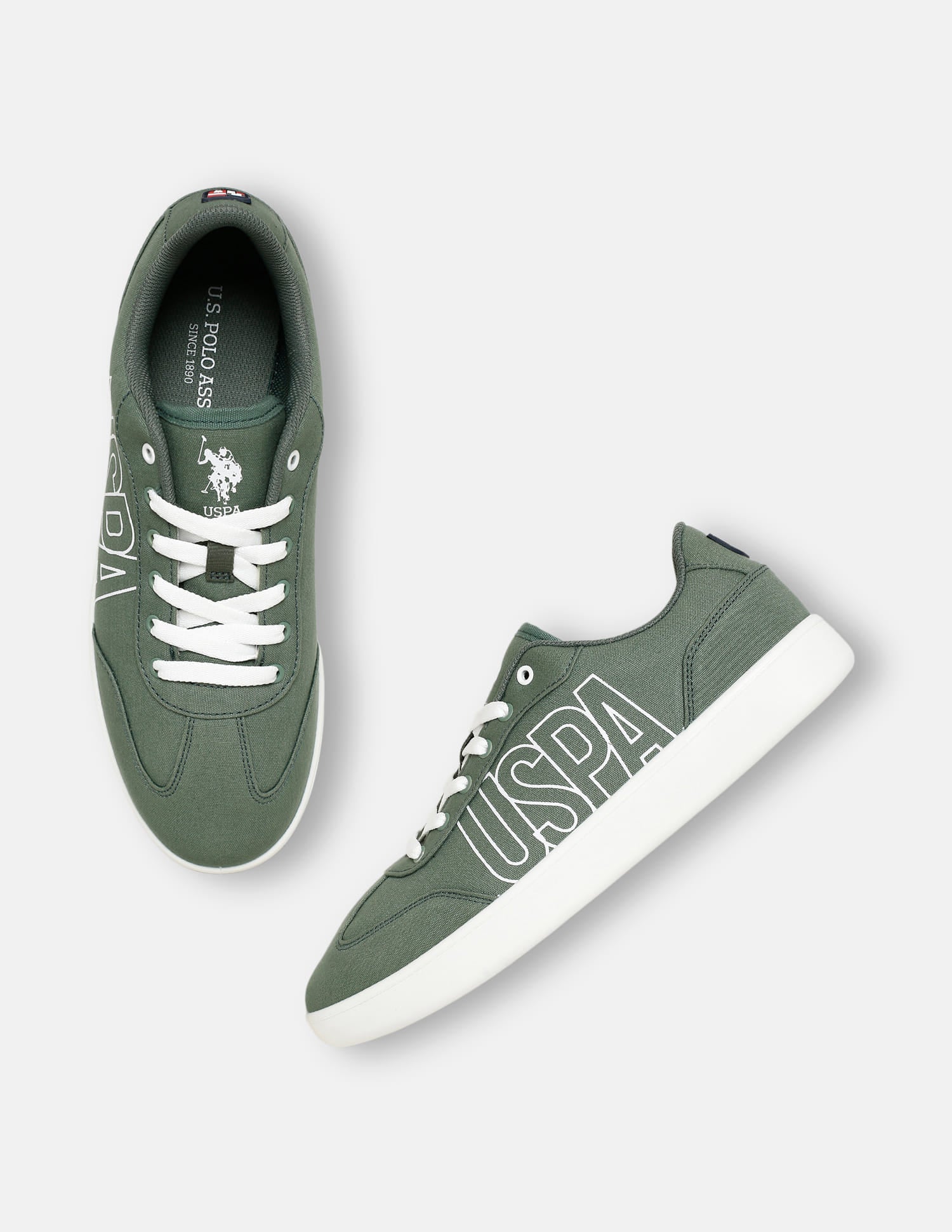 Men Brand Printed Hover Sneakers Green - U.S. Polo Assn. India | Large