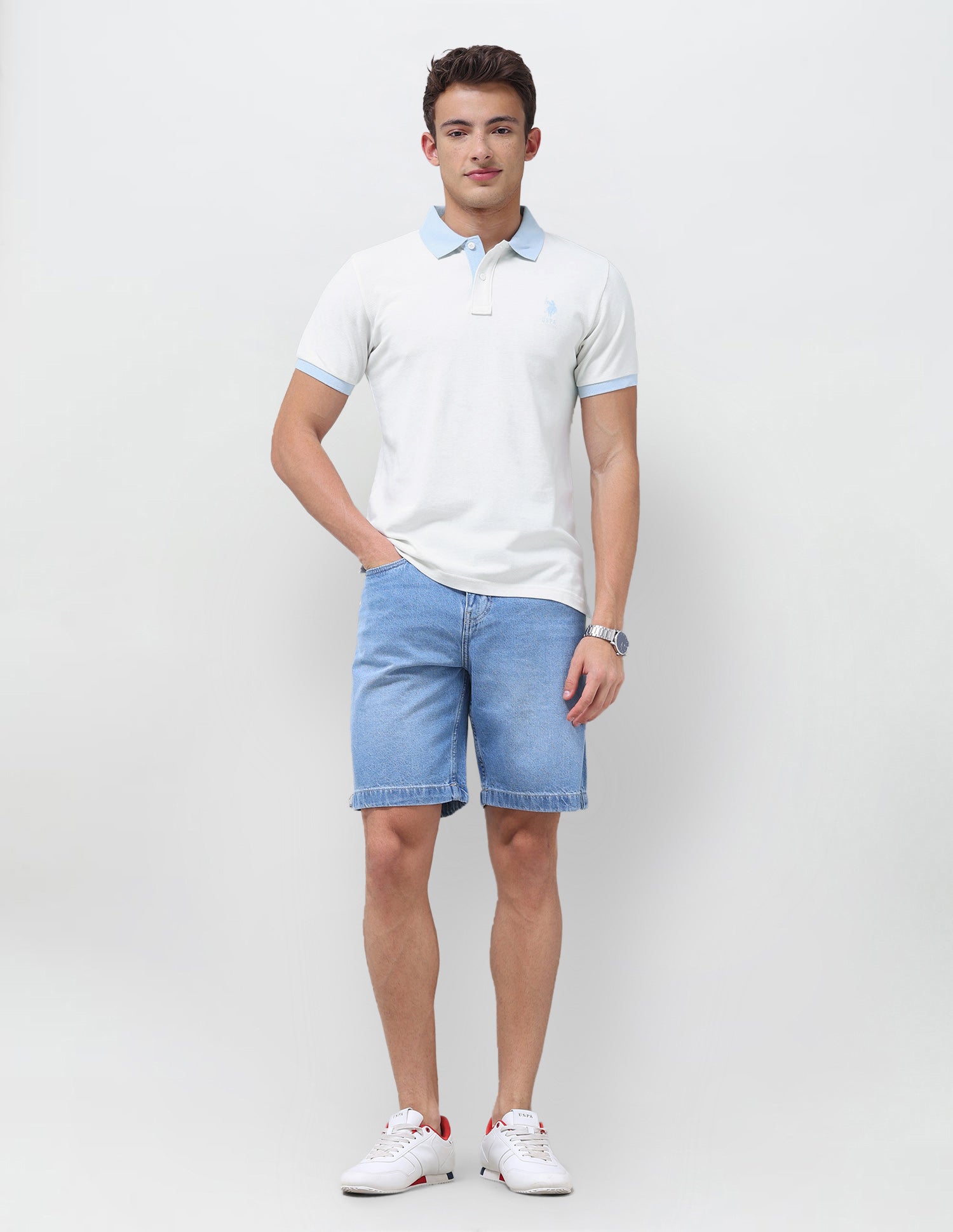 Solid Regular Fit Polo Shirt Off White - U.S. Polo Assn. India | Large
