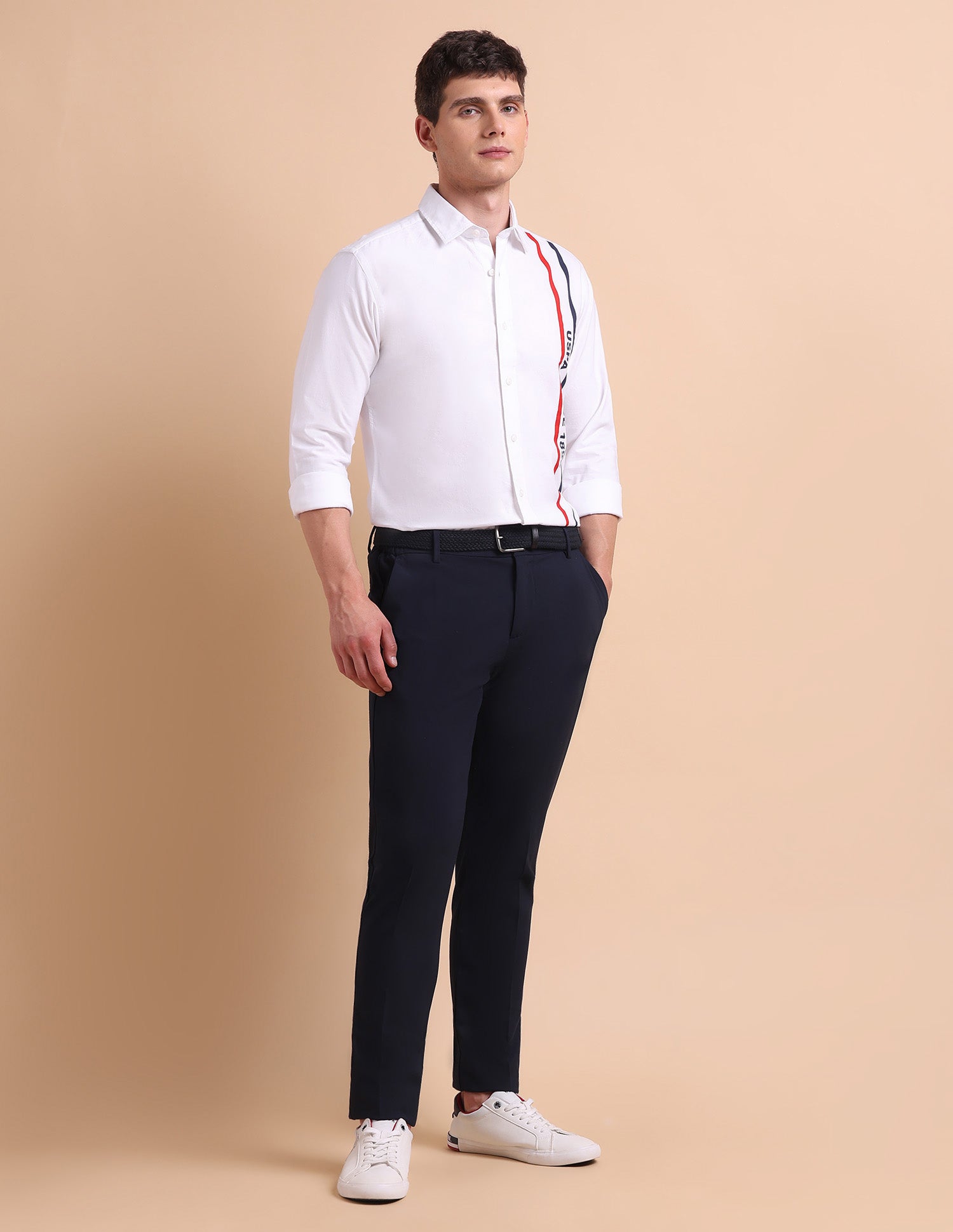 Brand Printed Tailored Fit Oxford Shirt White - U.S. POLO ASSN. | Large