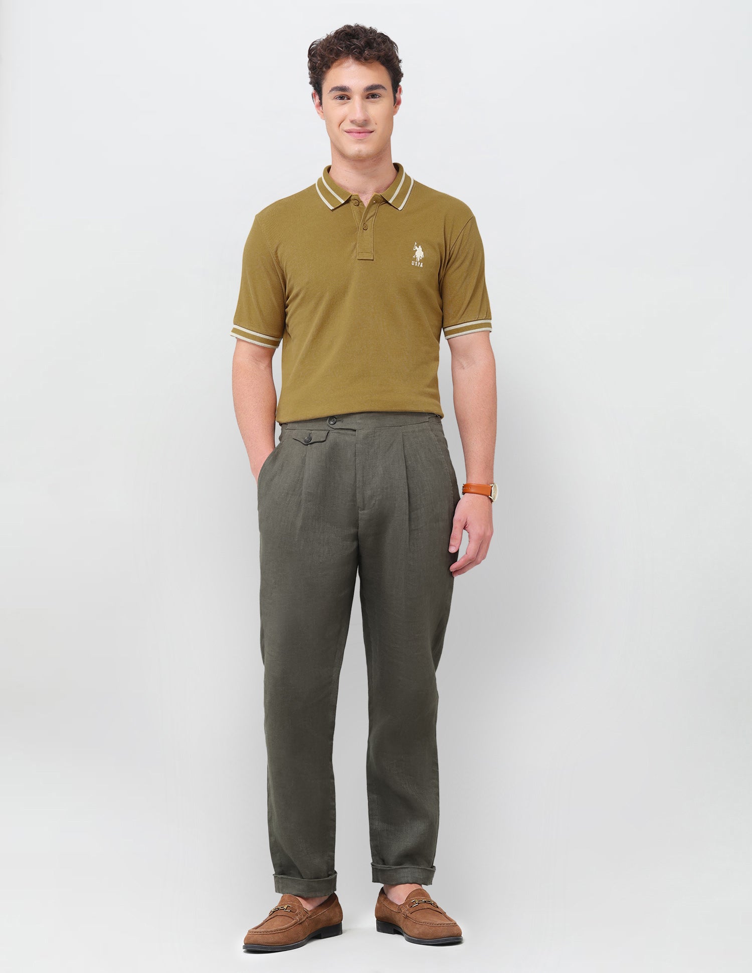 Solid Regular Fit Polo Shirt Mustard - U.S. Polo Assn. India | Large