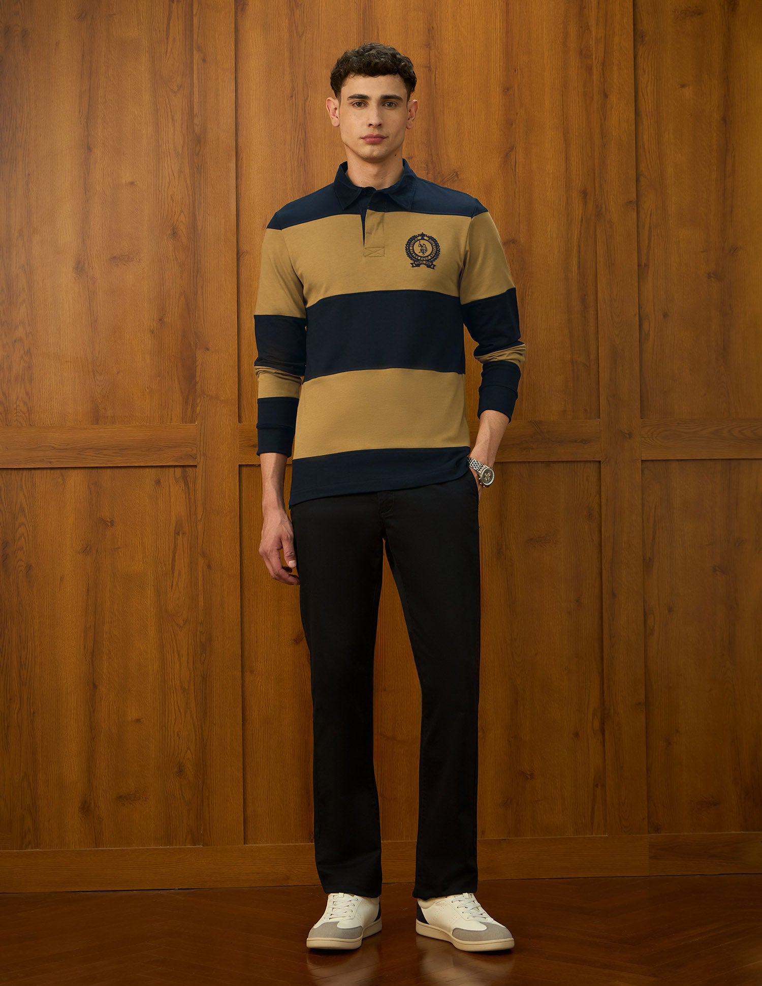 Horizontal Striped Varsity Theatre Polo Shirt Dark Brown - U.S. POLO ASSN. | Large