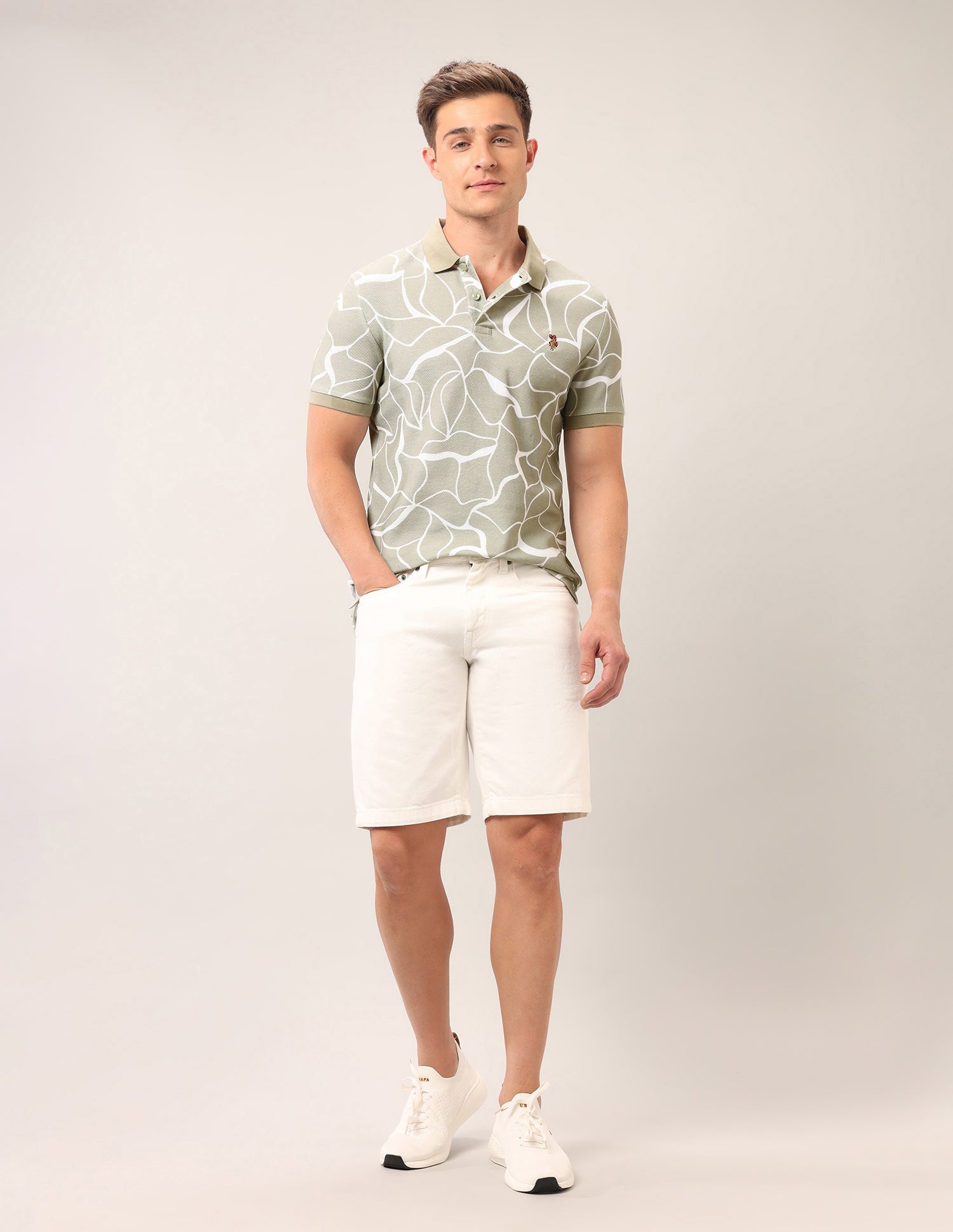 Muscle Fit Outdoor Polo Shirt Light Green - U.S. Polo Assn. India | Large