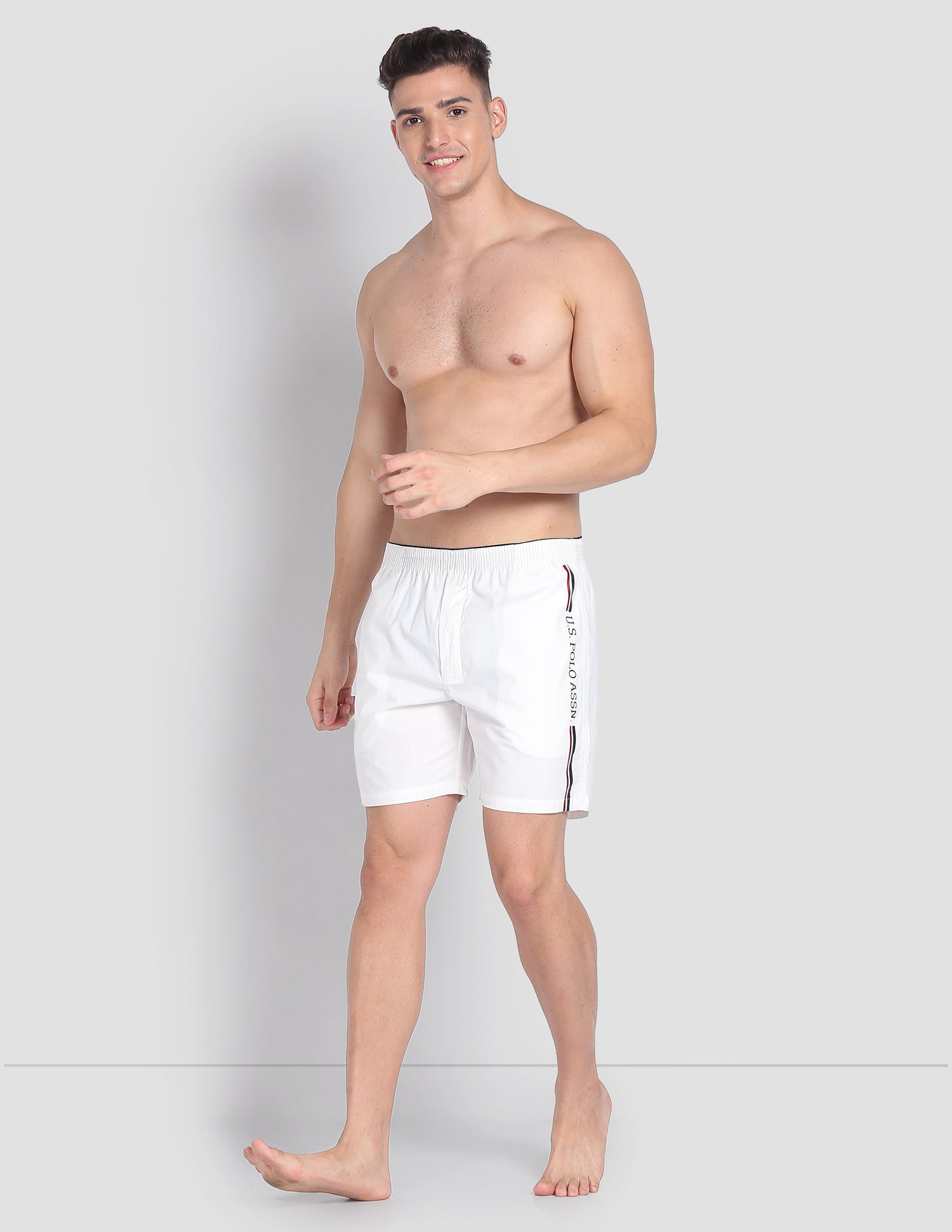 Brand Stripe Dual Pocket IYAX Boxers - Pack Of 1 White - U.S. POLO ASSN. | Large
