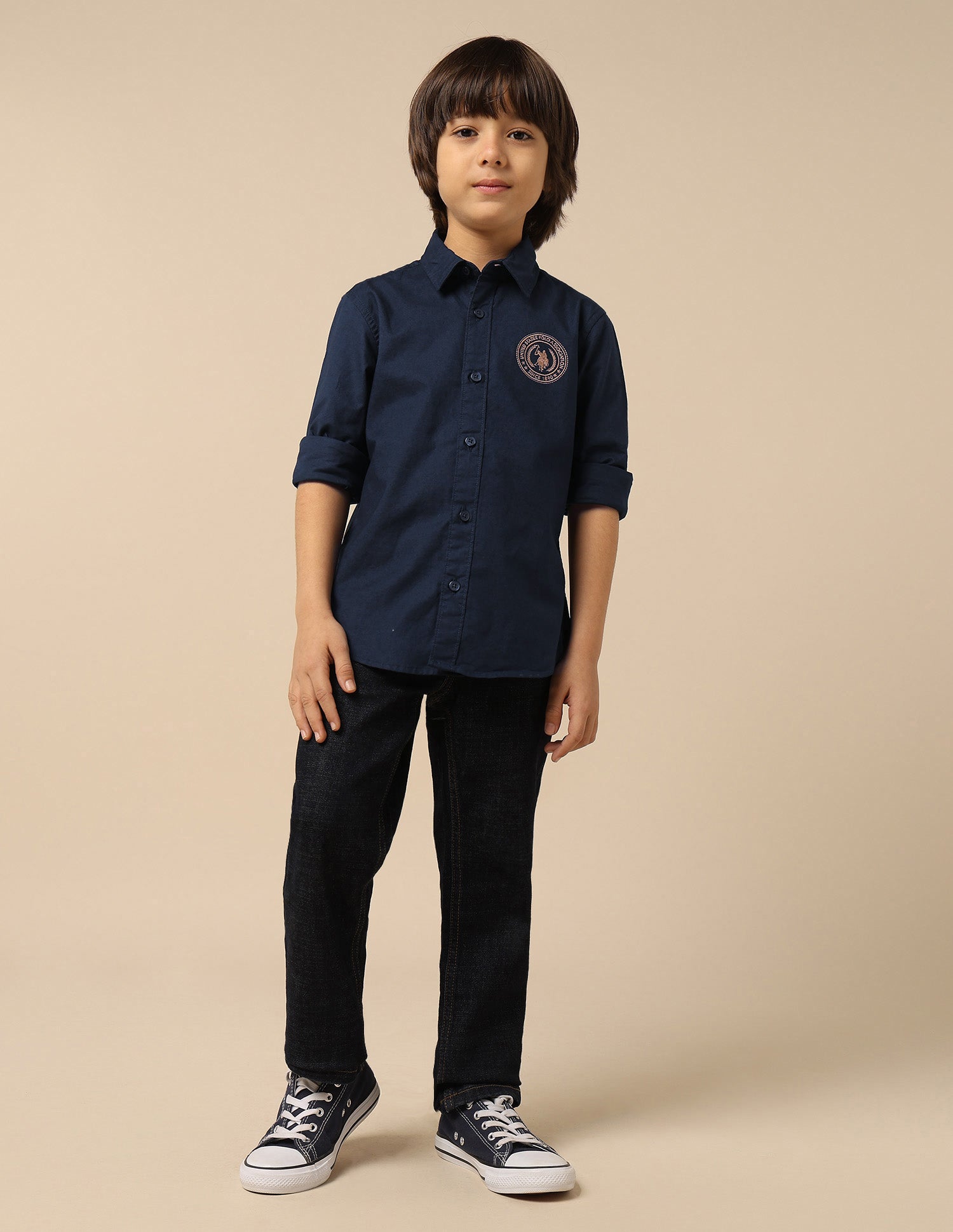 Boys Brand Embroidered Oxford Shirt Navy - U.S. POLO ASSN. | Large