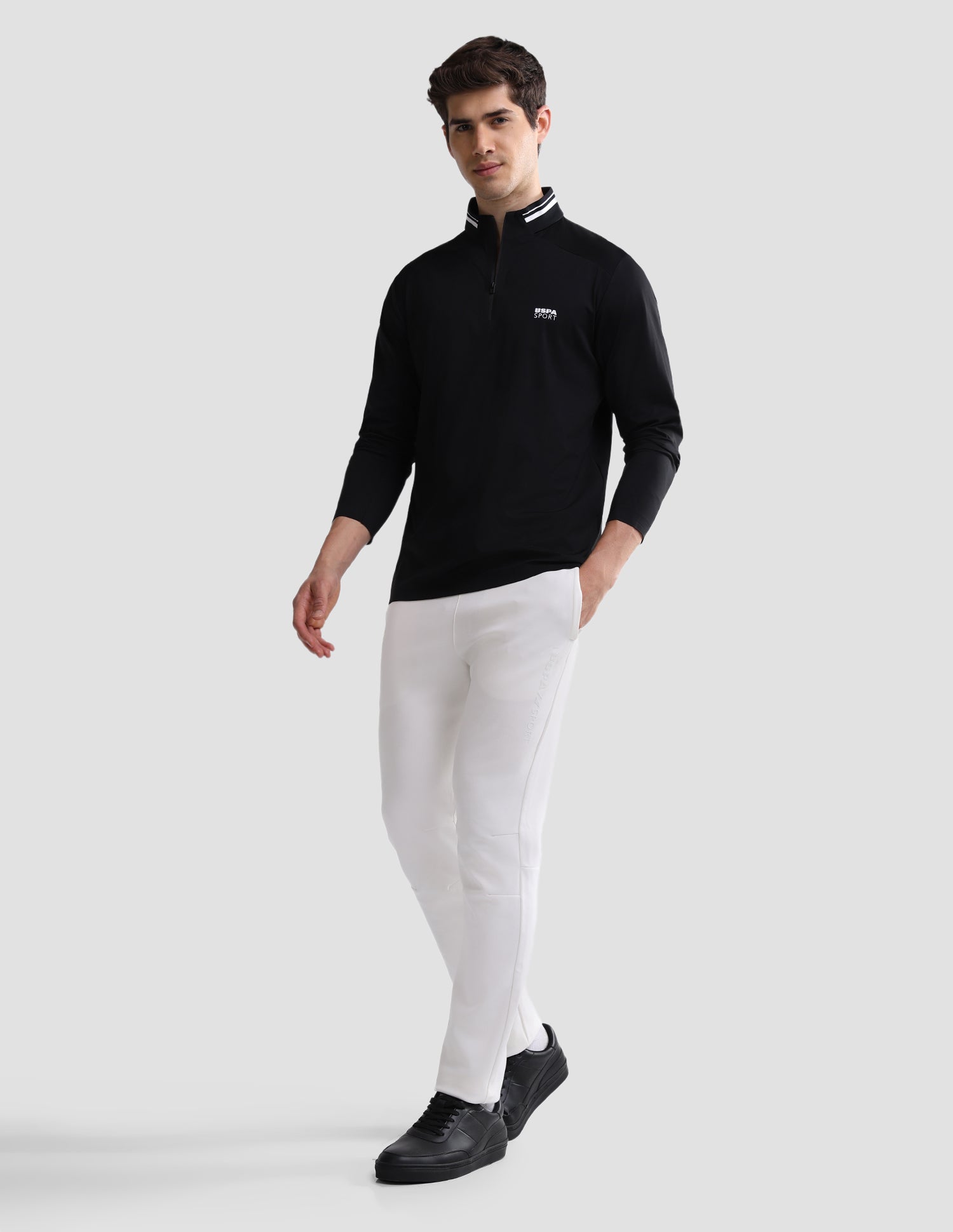 Solid Slim Fit Active Polo Shirt Black - U.S. Polo Assn. India | Large