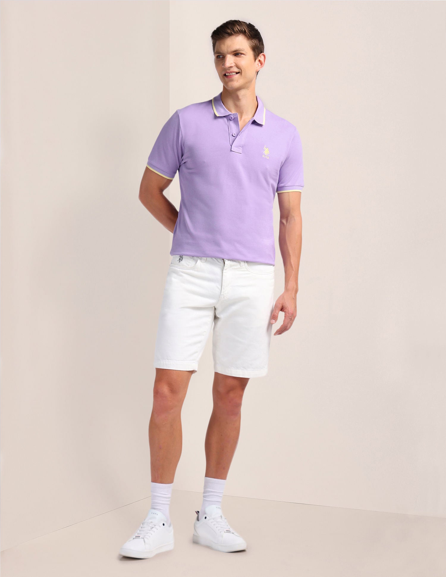 Solid Slim Fit Polo Shirt Lavender - U.S. Polo Assn. India | Large