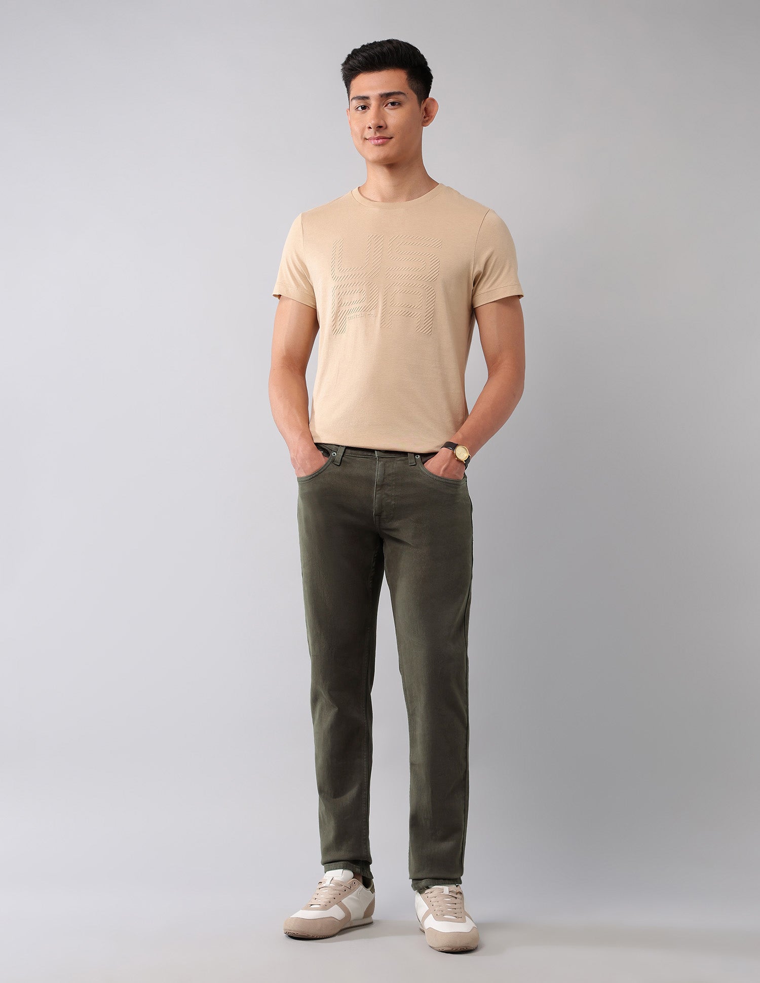 Brandon Slim Tapered Fit Green Jeans Olive - U.S. POLO ASSN. | Large