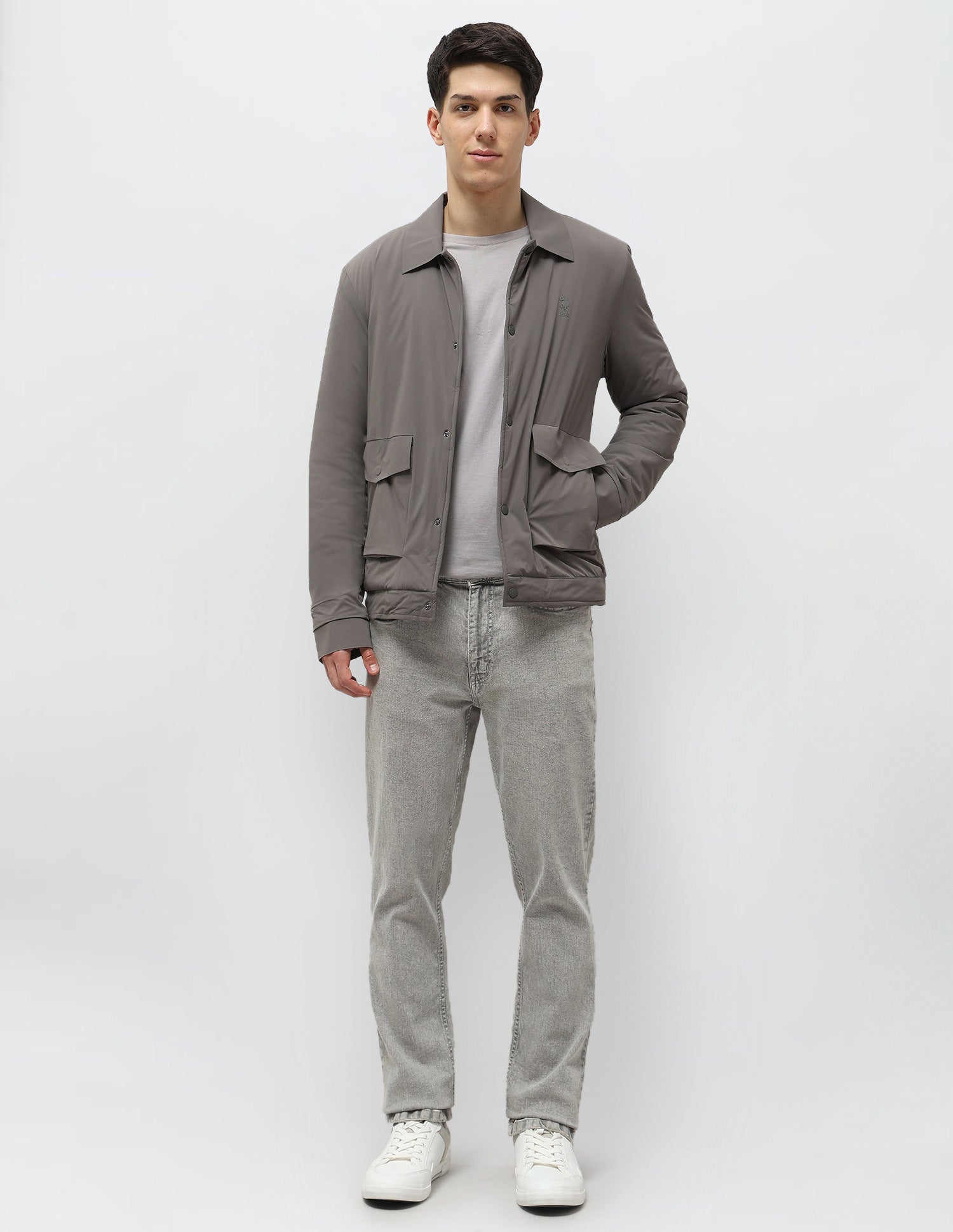 Solid Regular Fit Jacket Grey - U.S. POLO ASSN. | Large