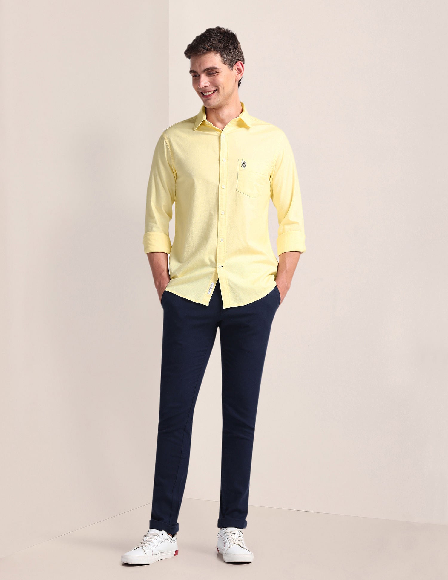 Solid Dobby Shirt Yellow - U.S. Polo Assn. India | Large