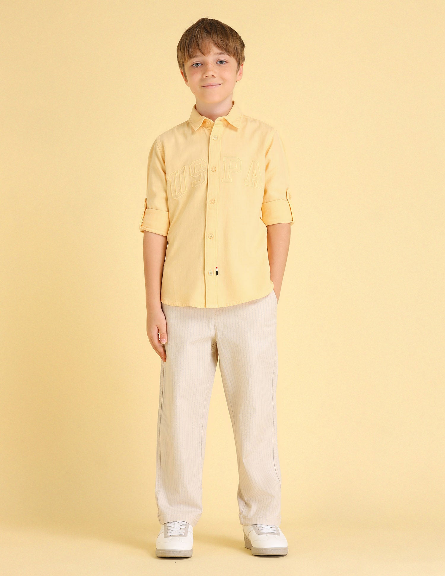 UKSHT1402 YELLOW Boys Shirt Yellow - U.S. POLO ASSN. | Large