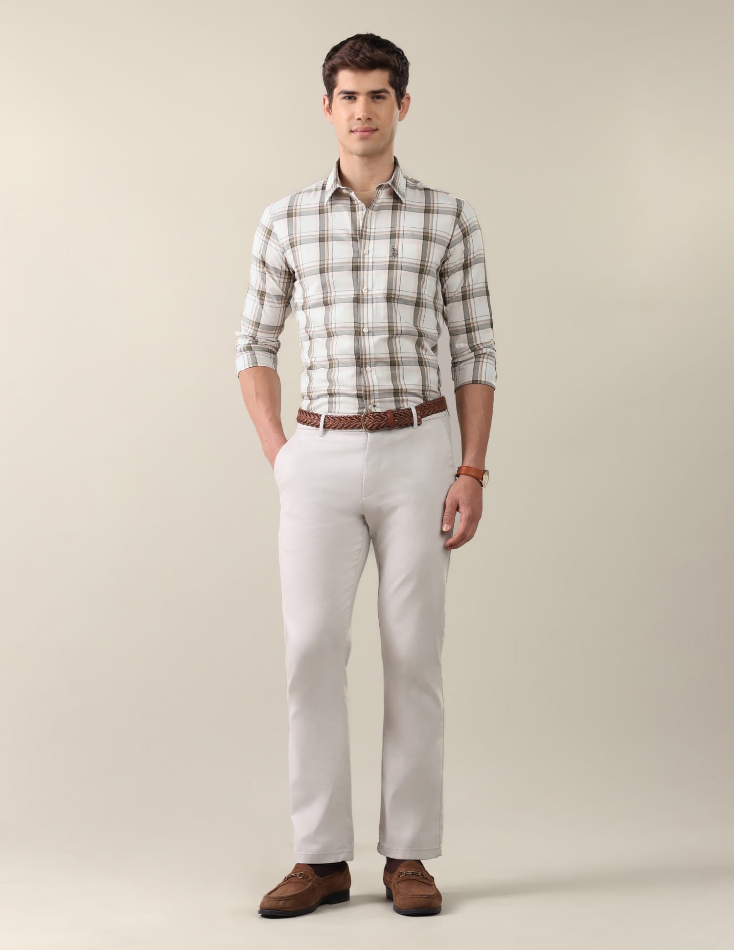 Twill Grid Tattersall Checked Shirt Green - U.S. Polo Assn. India | Large