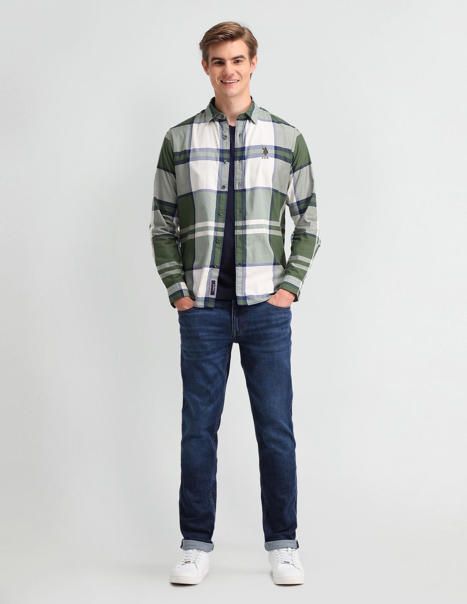 Tartan Check Slim Fit Shirt Olive - U.S. Polo Assn. India | Large