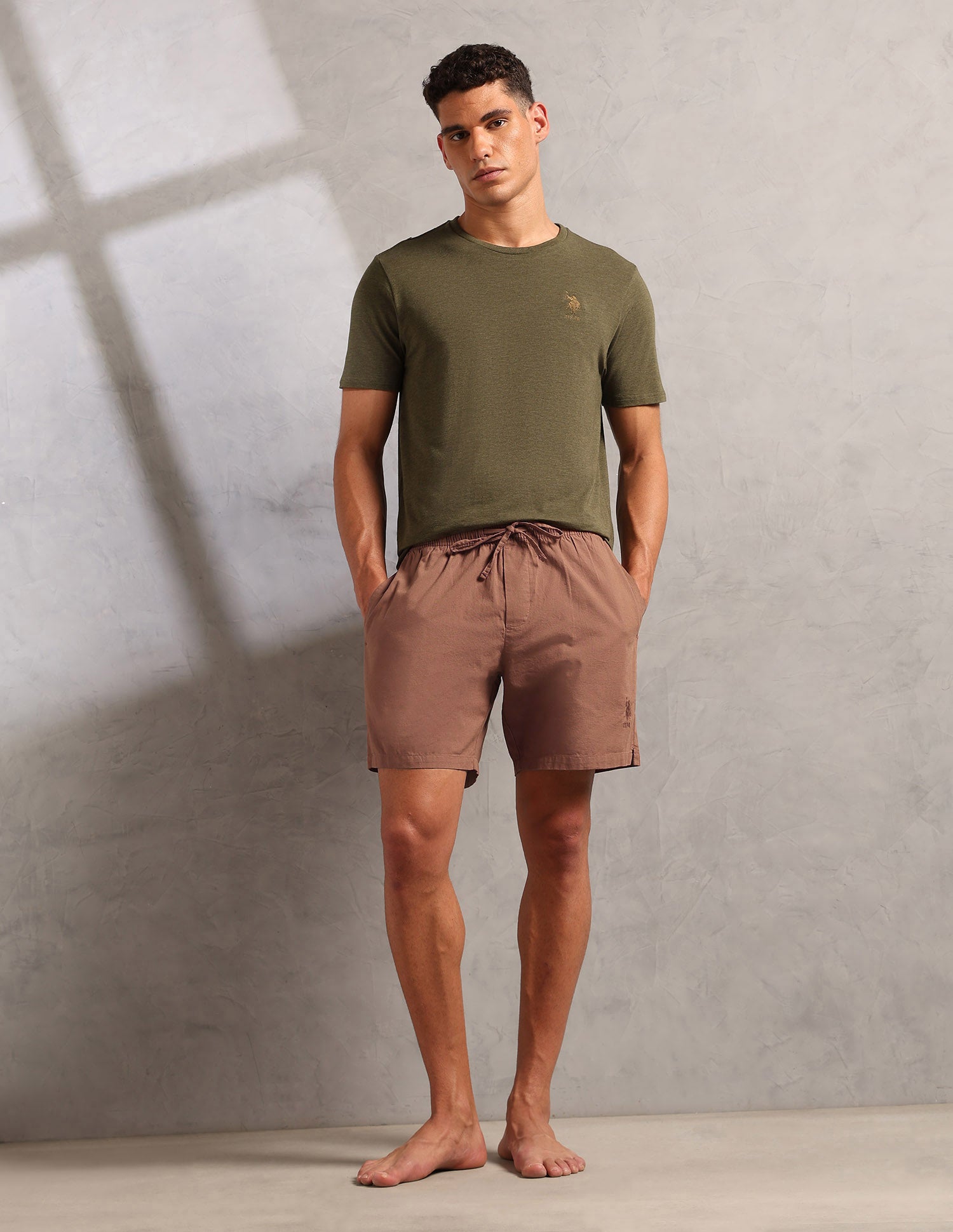 Cotton Linen PS001 Lounge Shorts - Pack Of 1 Caramal CafÃ© - U.S. POLO ASSN. | Large