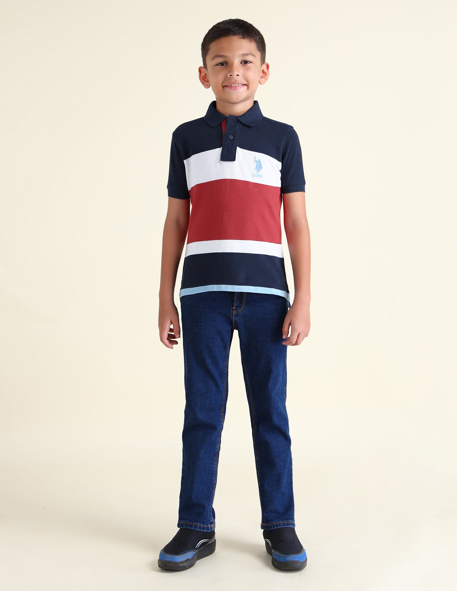 Boys Colour Block Regular Fit Polo Shirts Navy - U.S. POLO ASSN. | Large